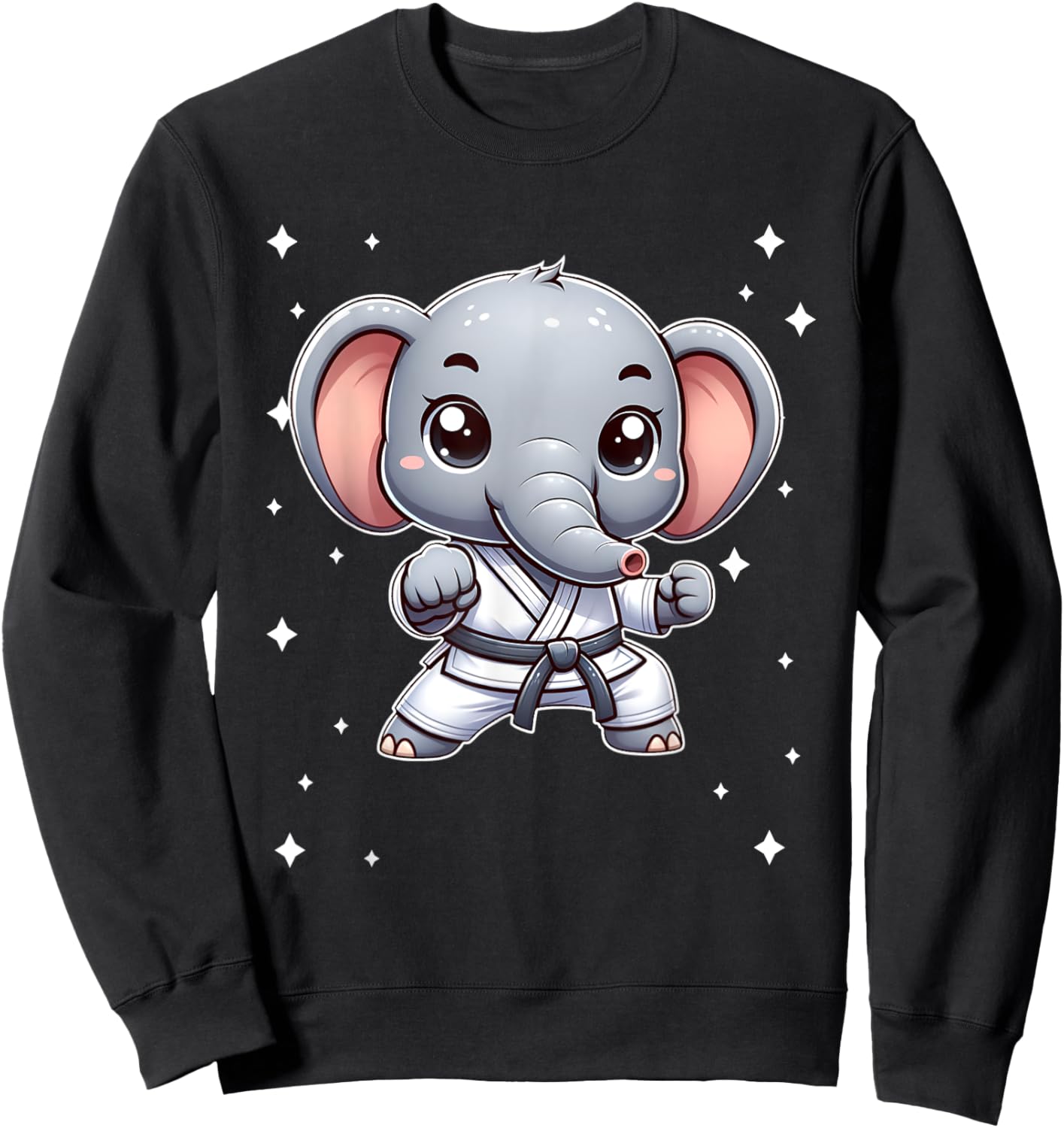 Cute kawaii karate elephant Martial Arts Sweatshirt - Sweatshirt | Black