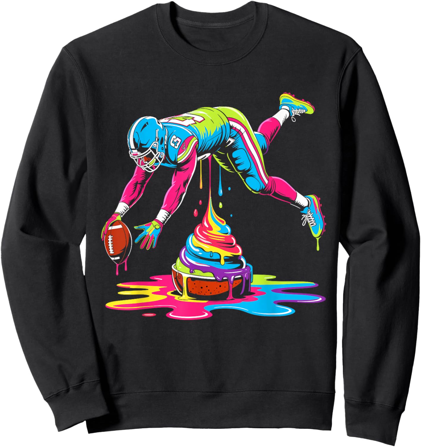 Ice cream Drip Football Sprinkles football drip Sweatshirt - Sweatshirt | Black