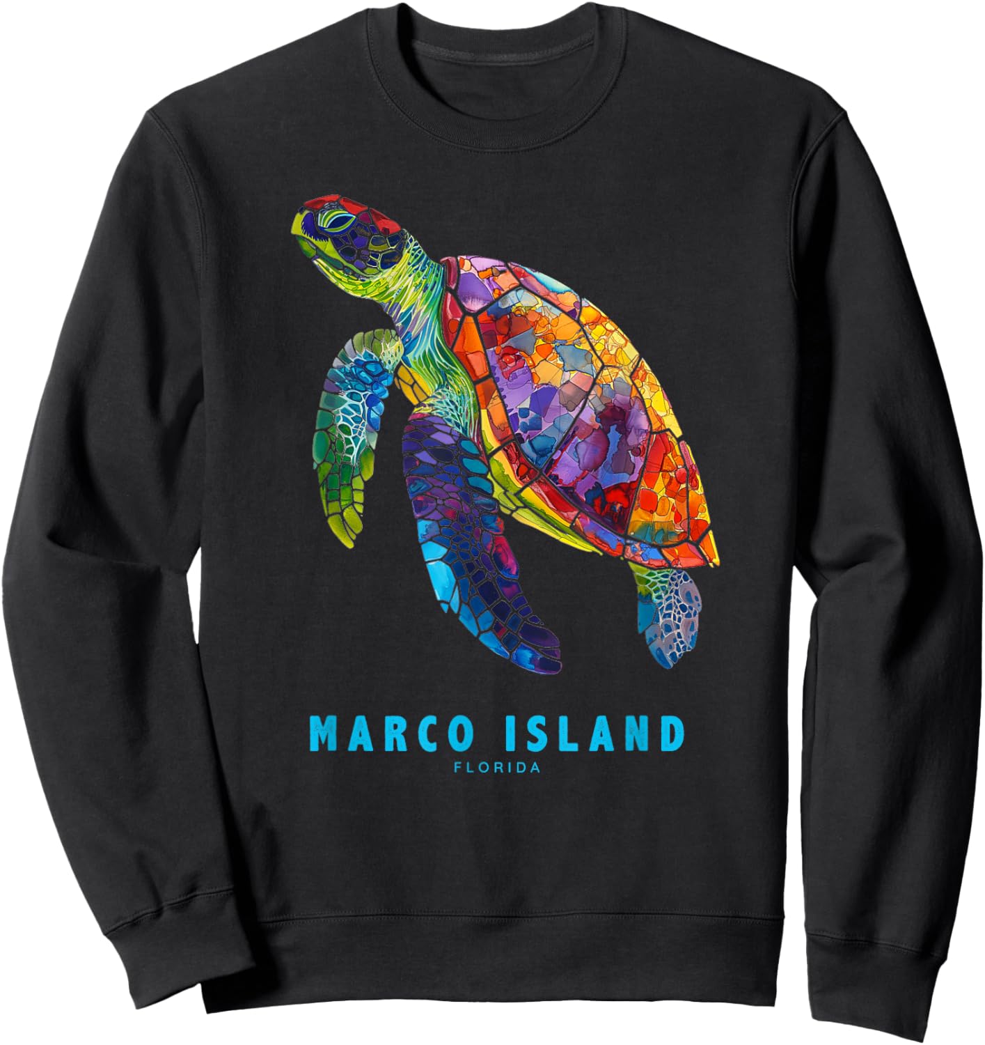 Marco Island Florida Sea Turtle Beach Vacation Retro Vintage Sweatshirt - Sweatshirt | Black