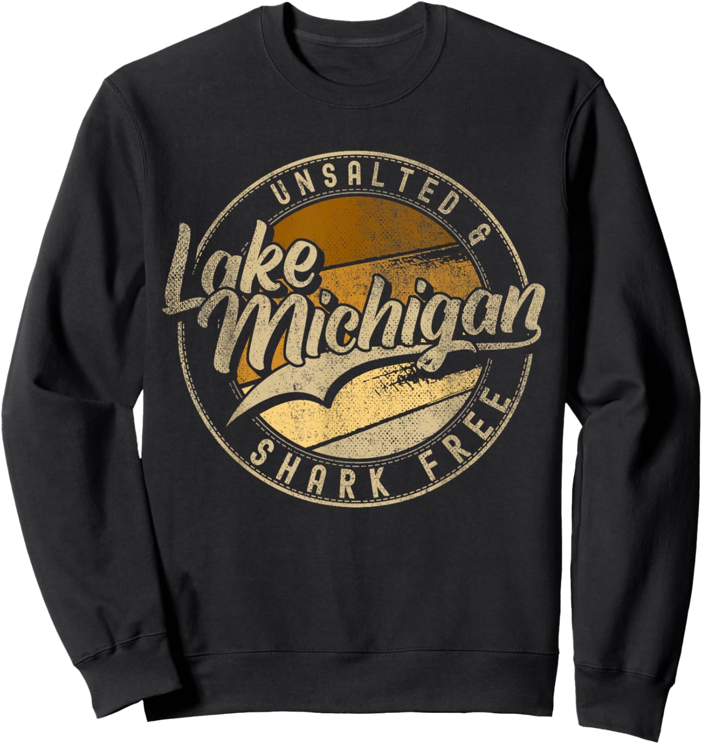 Lake Michigan Unsalted Shark Free | Great Lakes Sweatshirt - Sweatshirt | Black