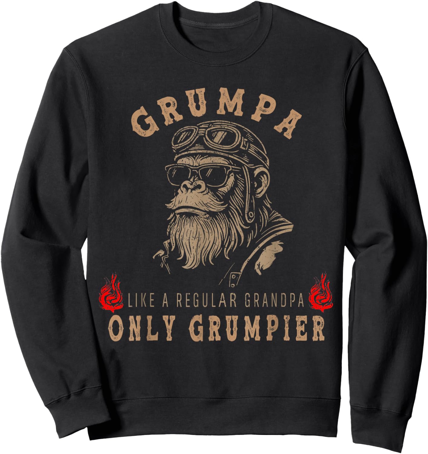 Grumpa Like A Regular Grandpa Only Grumpier Monkey Sweatshirt - Sweatshirt | Black