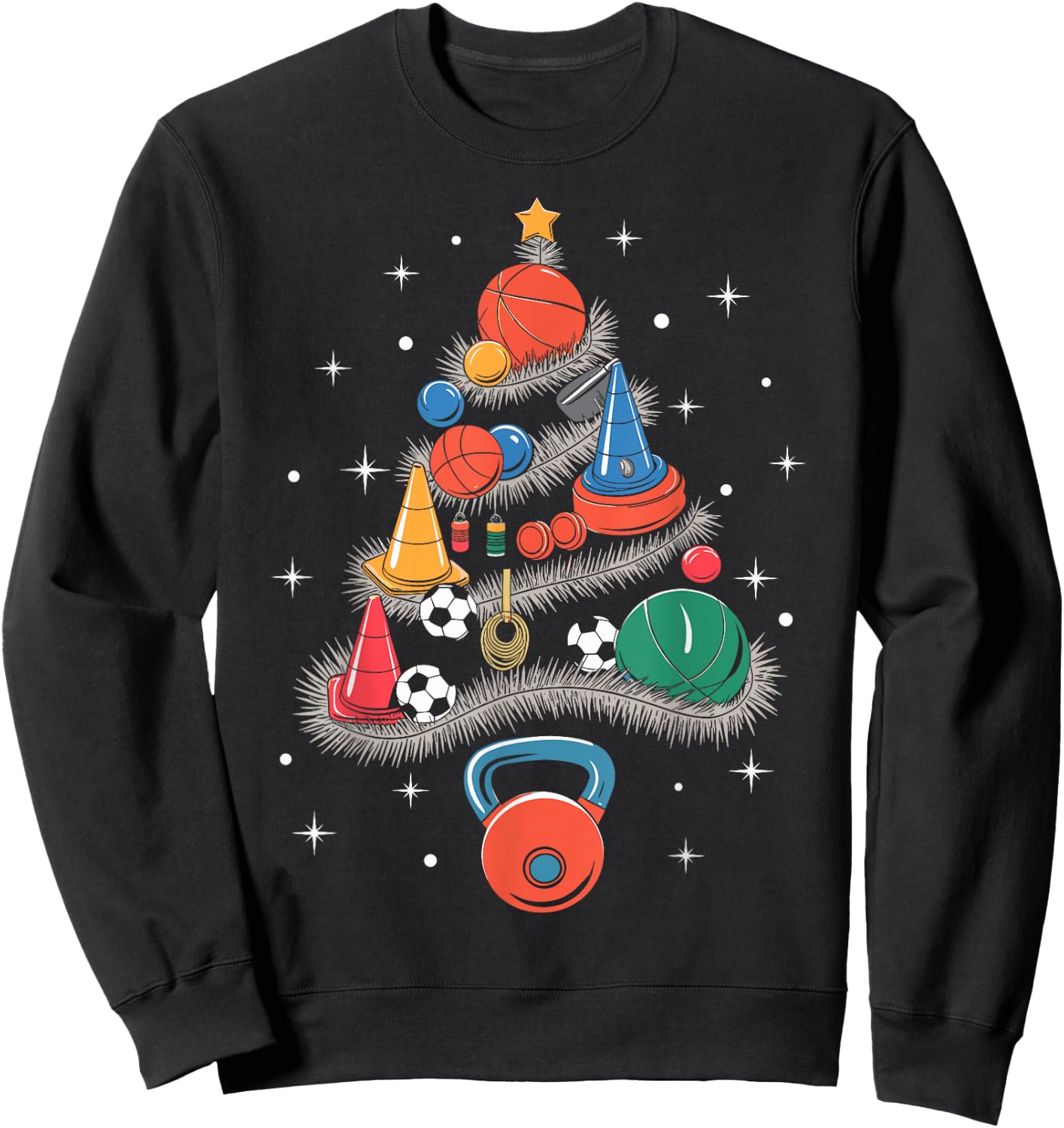 PE Teacher Xmas Physical Education Teacher Christmas Tree Sweatshirt - Sweatshirt | Black