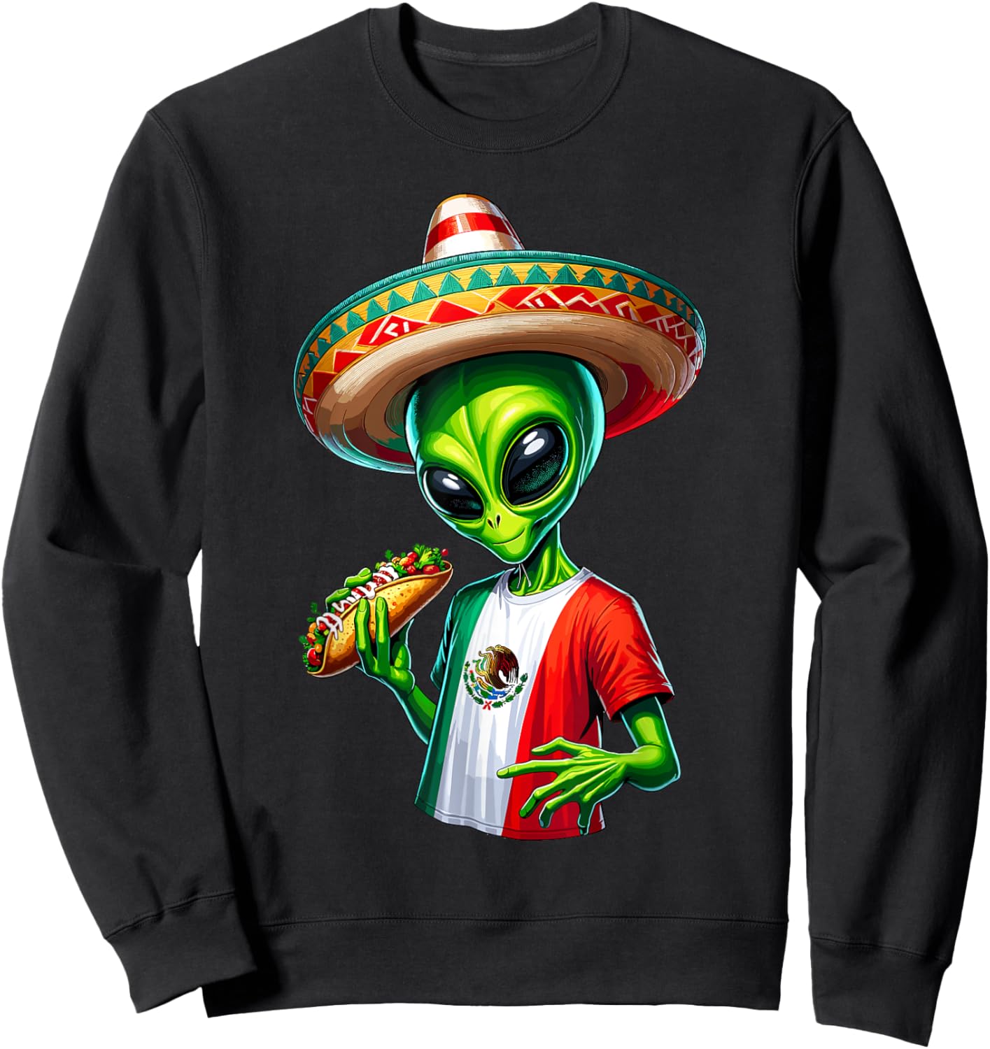 Alien Enchilada Cinco De Mayo Mexico Sombrero Enchiladas Sweatshirt - Sweatshirt | Black
