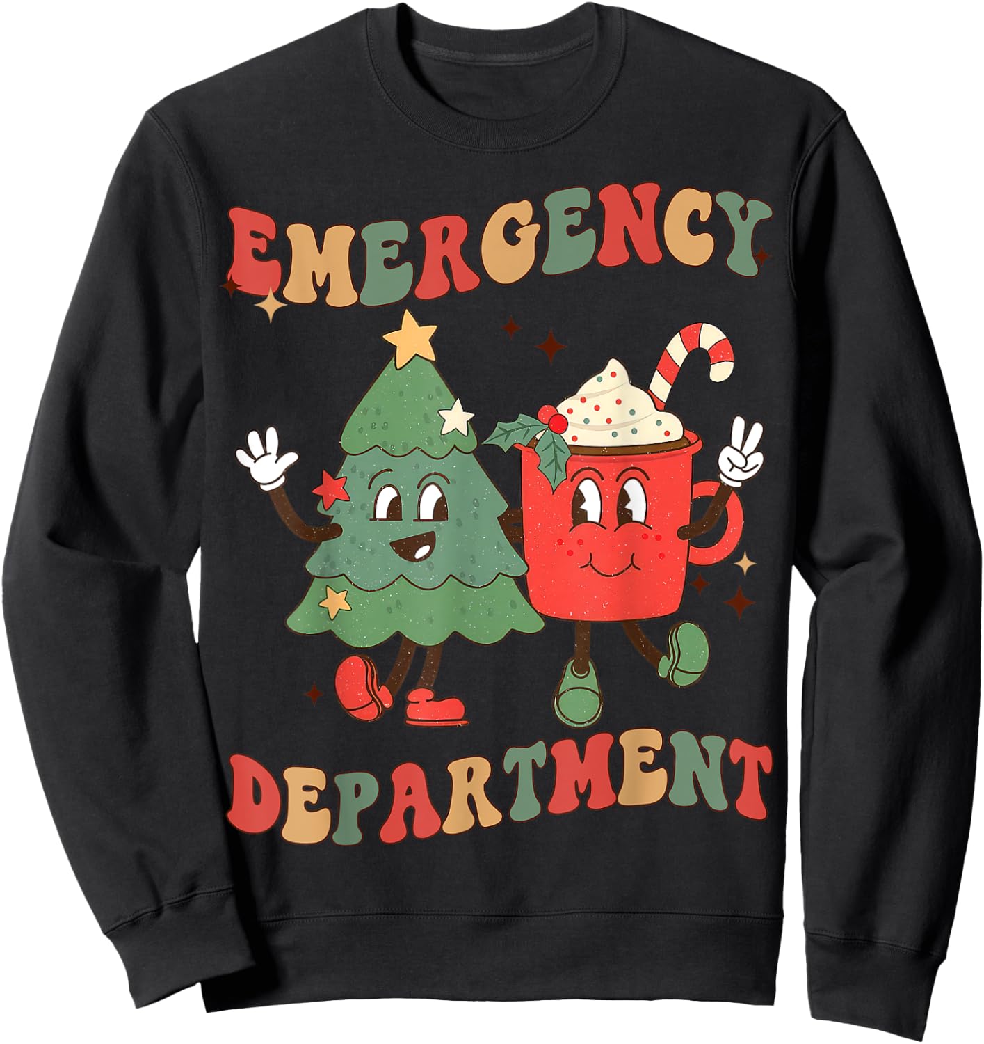 Retro Emergency Department ER Nurse Christmas Emergency Room Sweatshirt - Sweatshirt | Black