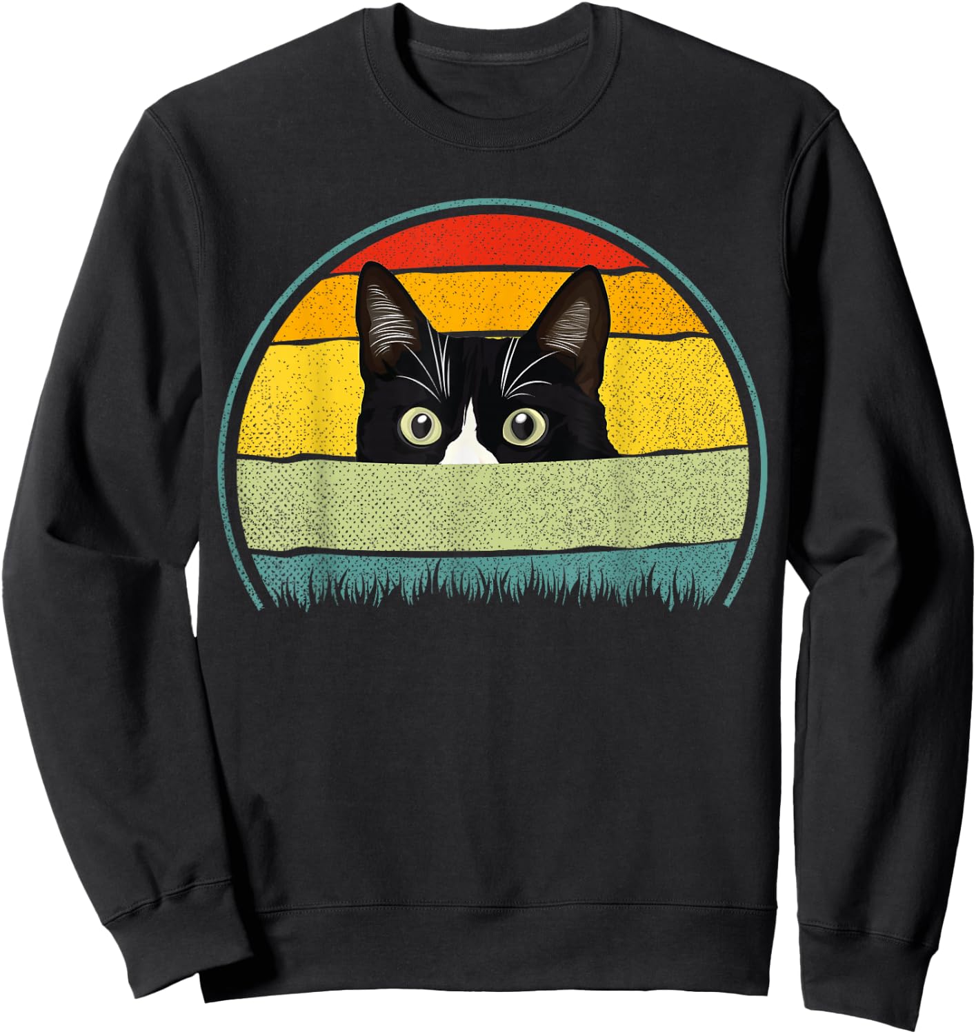 Tuxedo cat vintage retro cats loves Sweatshirt - Sweatshirt | Black