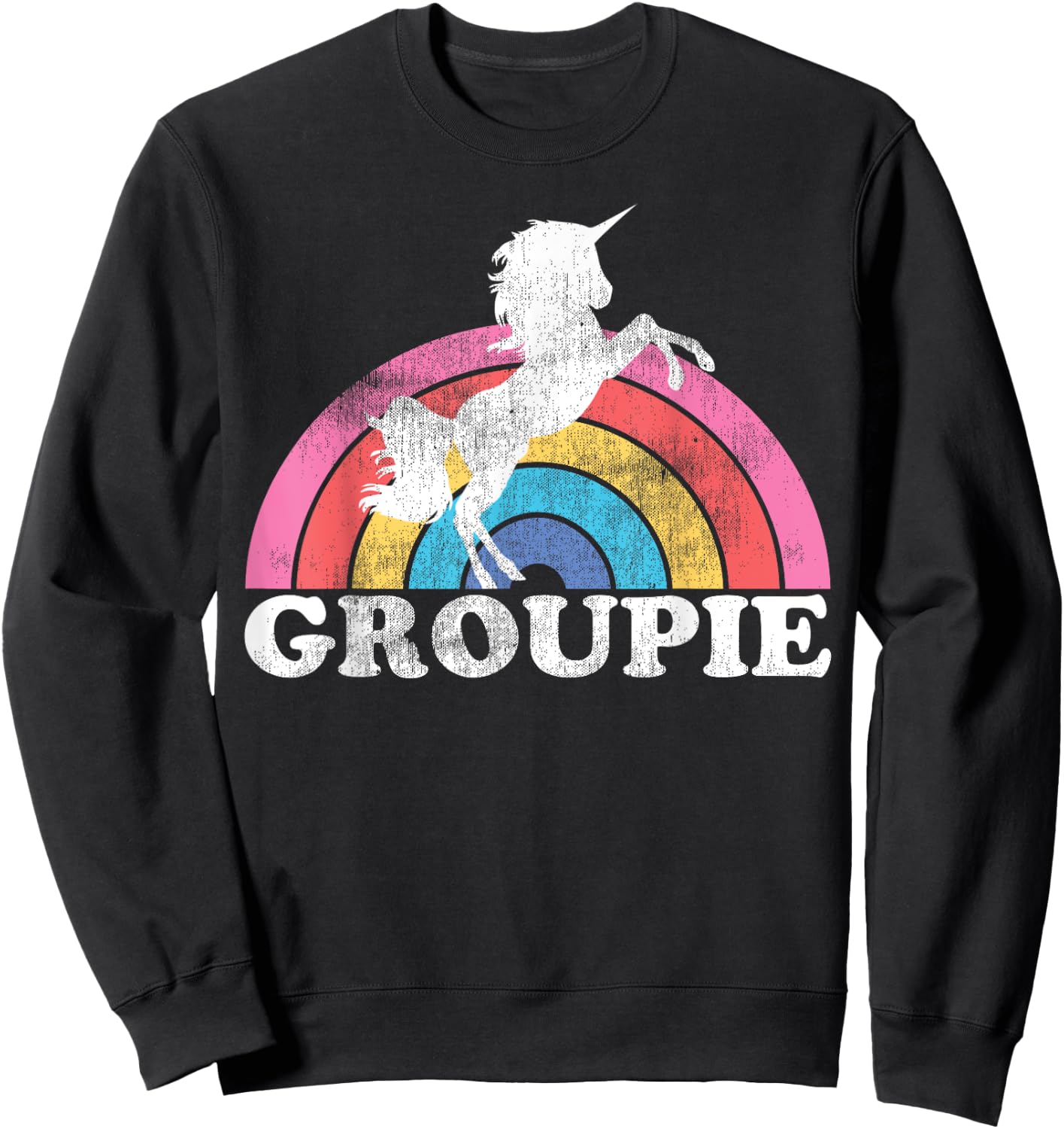 Funny Rainbow Unicorn Concert Rock N Roll Lover Groupie Gift Sweatshirt - Sweatshirt | Black