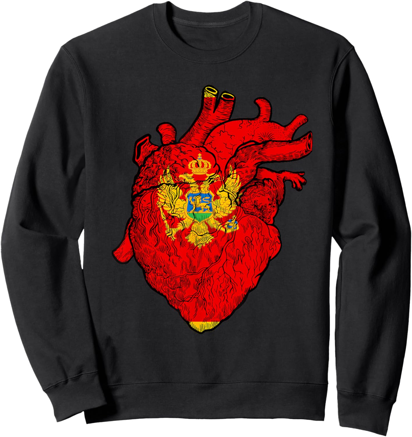 Montenegrin Roots Heart Montenegro Flag Montenegrin Pride Sweatshirt - Sweatshirt | Black
