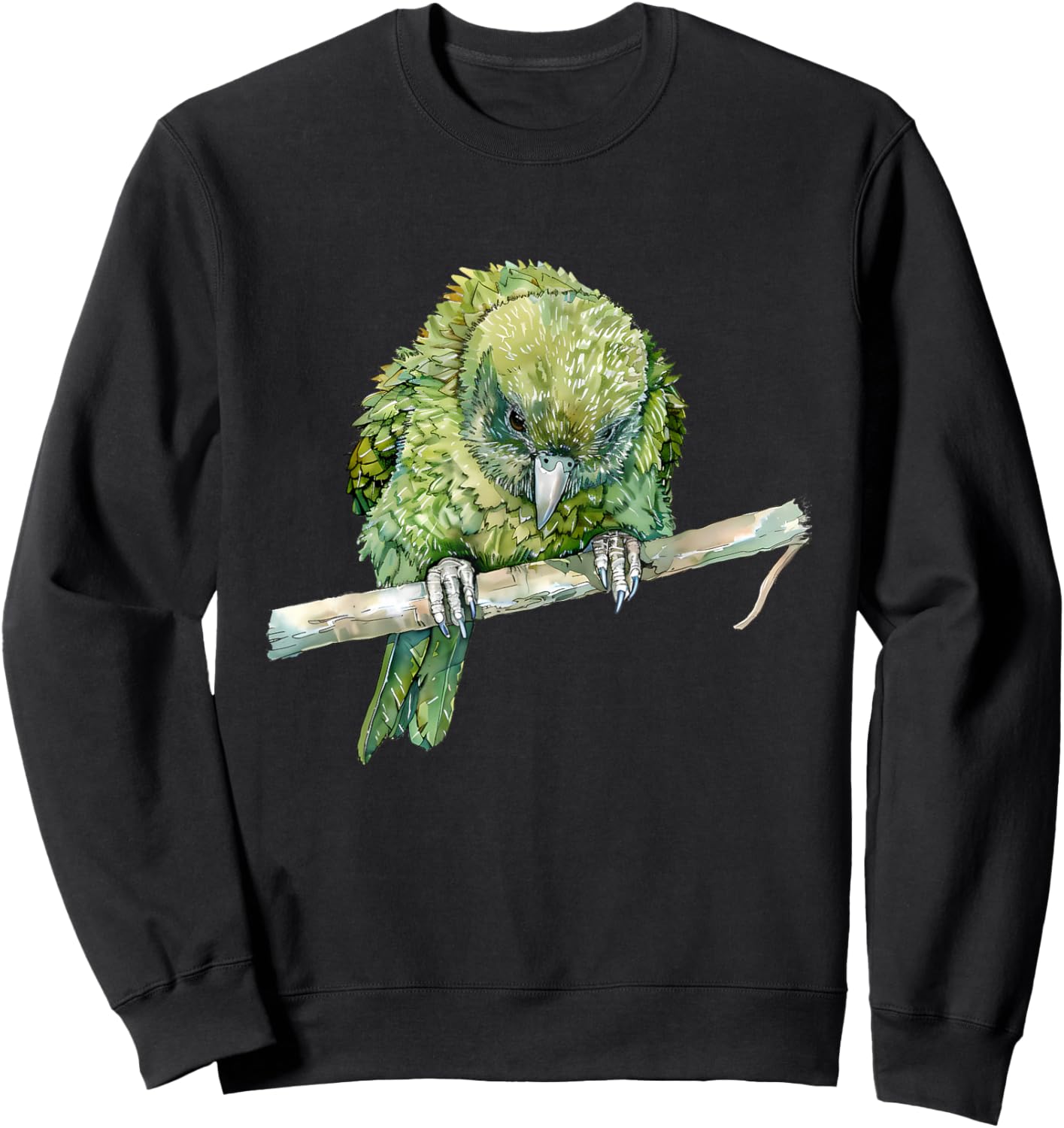 Kakapo Parrot Animal Print Drawing Wildlife Kakapo Lover Sweatshirt - Sweatshirt | Black