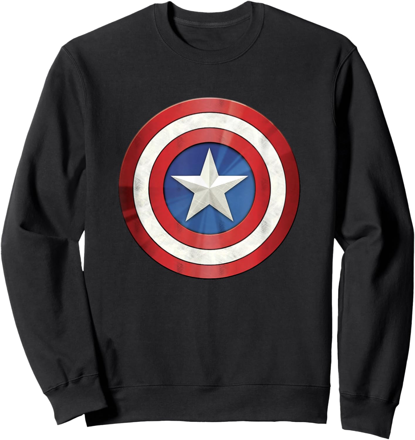 Marvel Comics Classic Distressed Captain America Shield Sweatshirt - Sweatshirt | Black