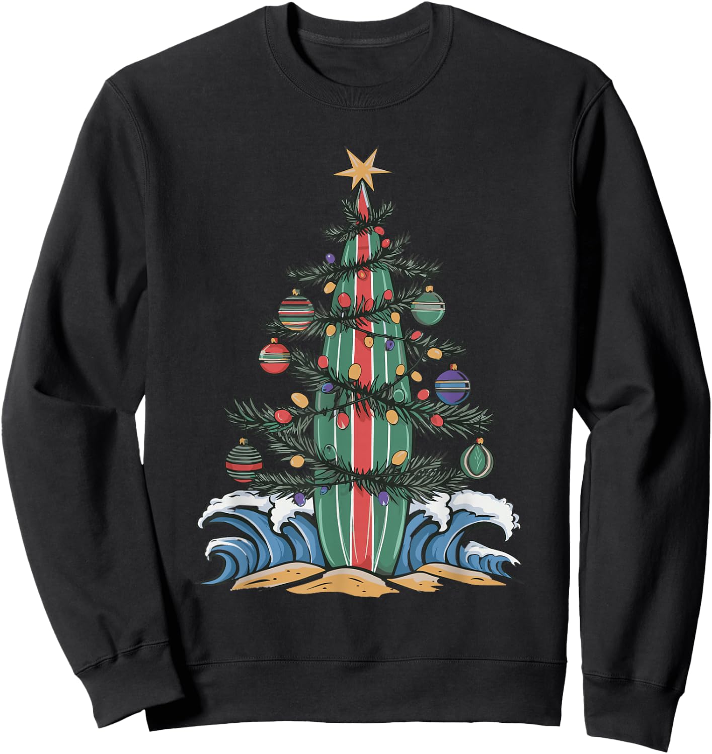 Christmas Tree Surfboard Sweatshirt - Sweatshirt | Black