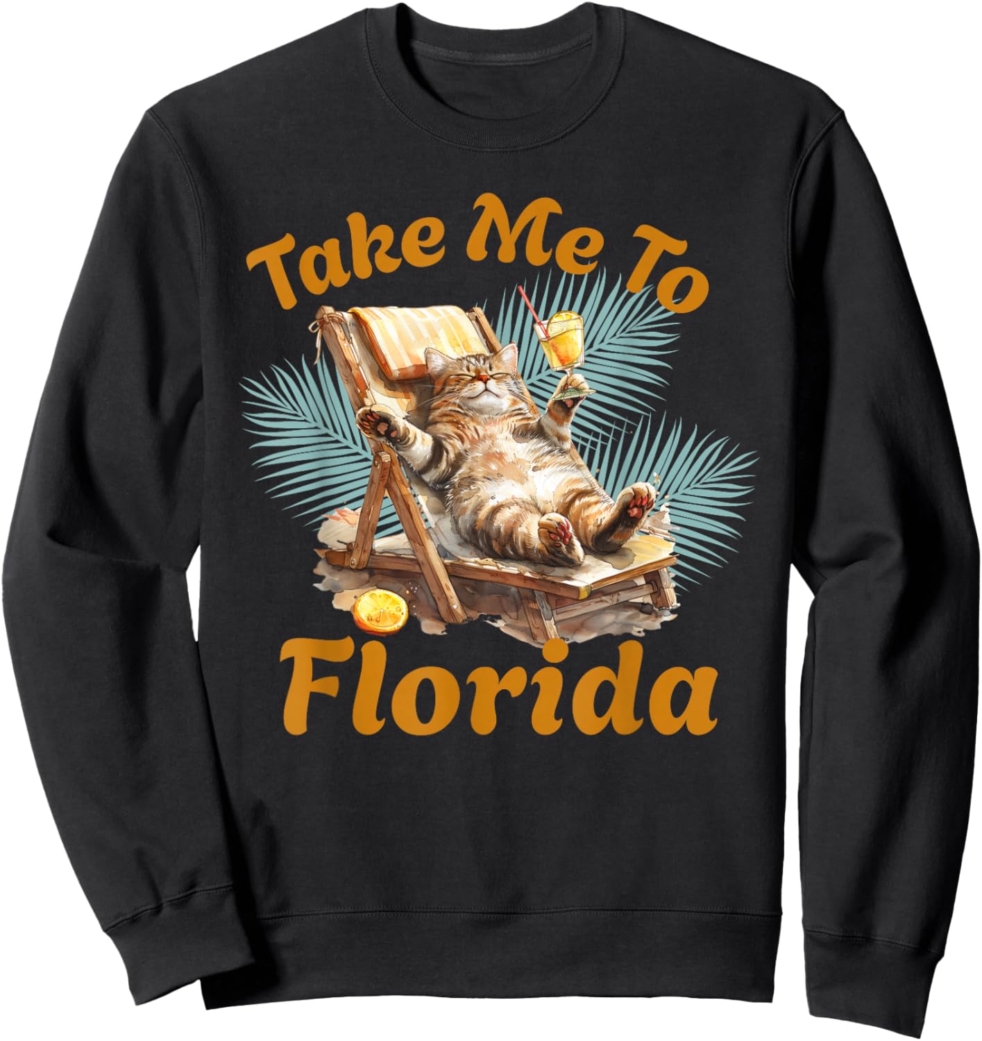Take Me to Florida Cute Cat Beach Vacation Summer Sweatshirt - Sweatshirt | Black