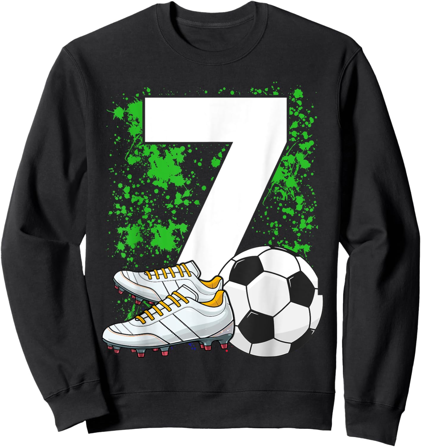7th Birthday Boys 7 Years Soccer Football Player Birthday Sweatshirt - Sweatshirt | Black