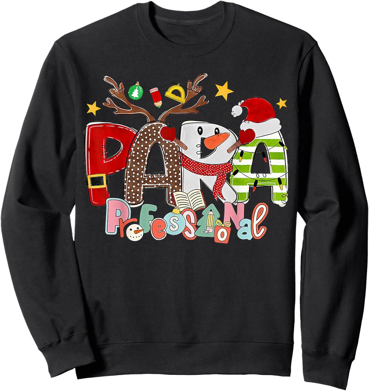 Paraprofessional, Para Squad, Christmas Para Teacher Aide Sweatshirt - Sweatshirt | Black