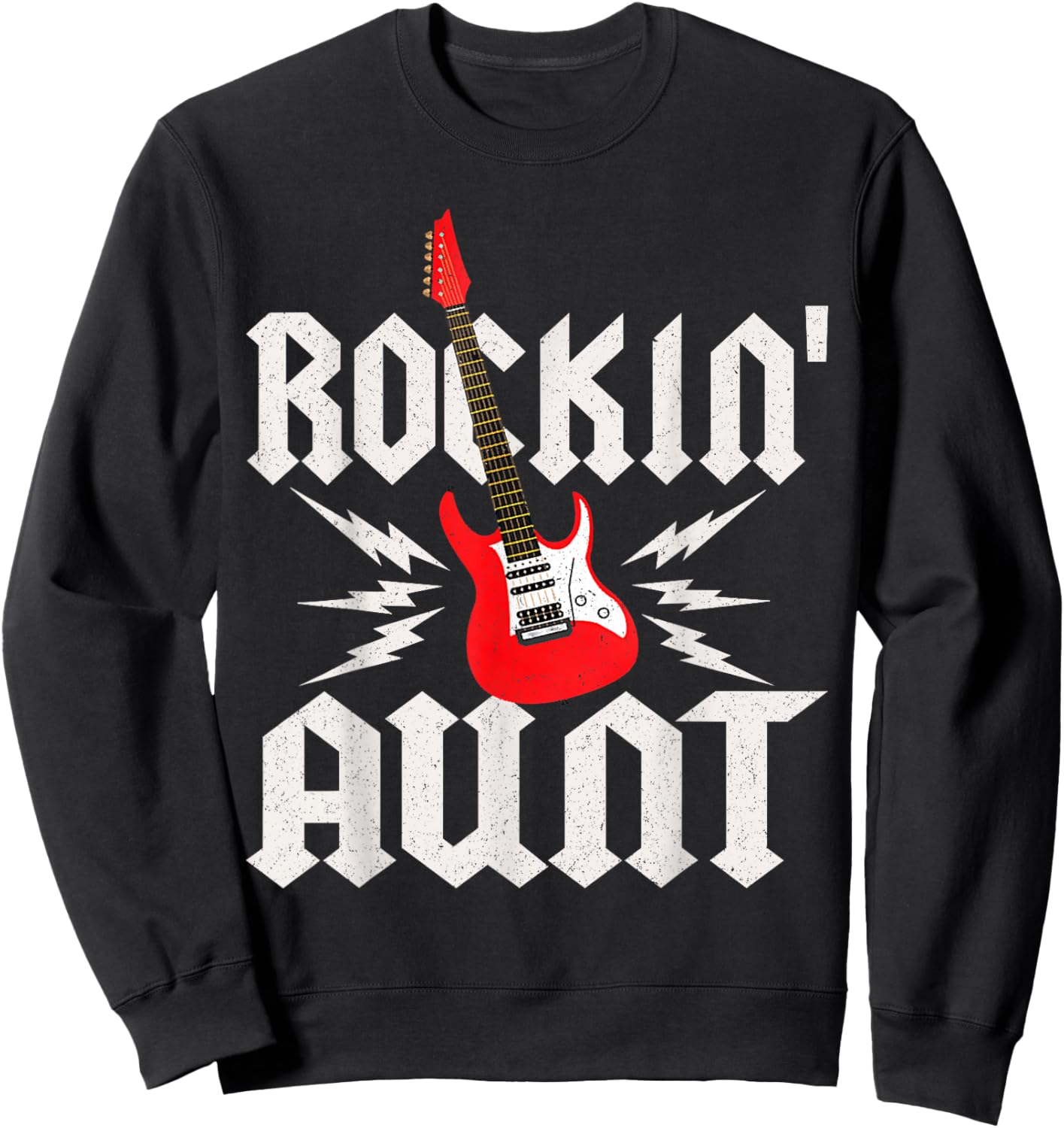 Aunt Rockin One Birthday Family Matching Rock Guitar Sweatshirt - Sweatshirt | Black