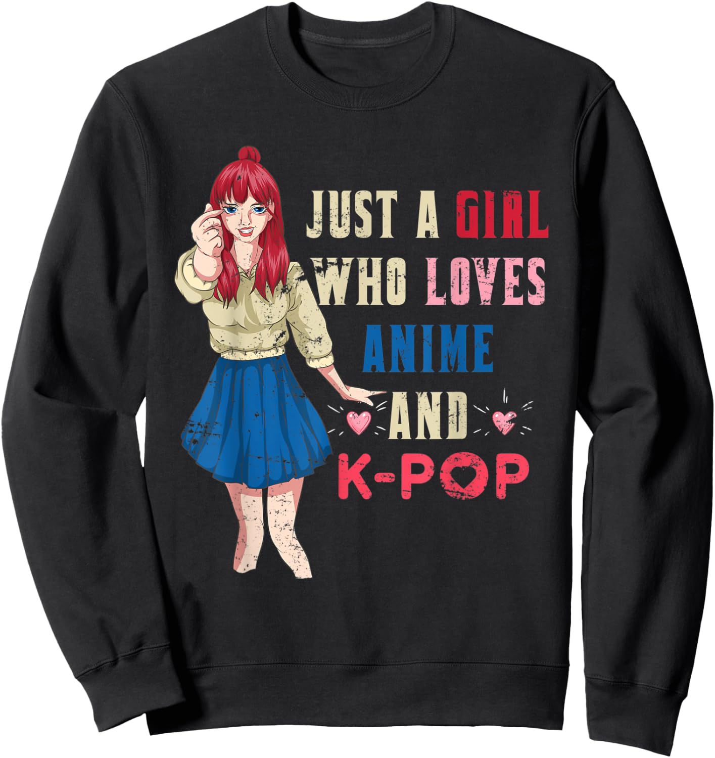 Kpop Korean Culture Otaku Girls Women Manga Kawaii Anime Sweatshirt - Sweatshirt | Black