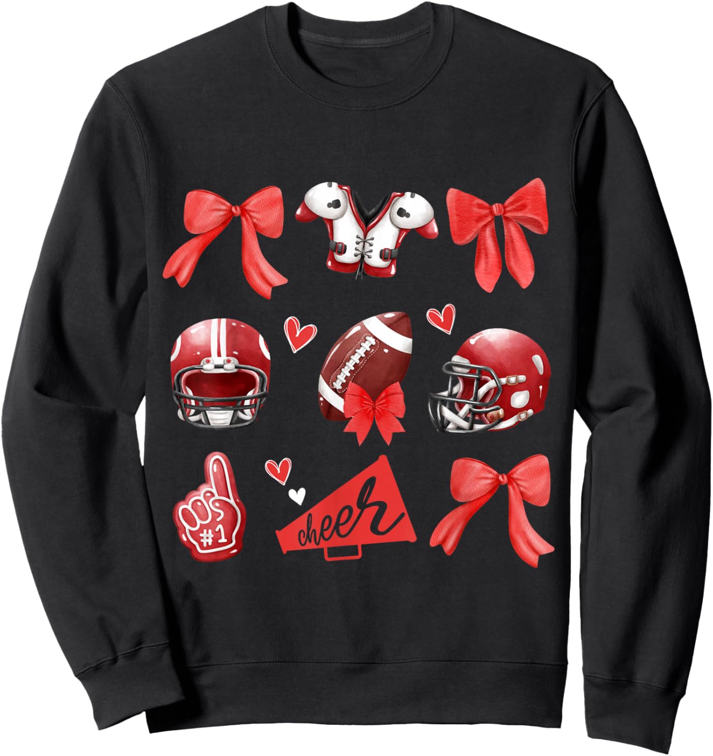 Cheer Football Mom Coquette Bow Game Mom Women Girls Kids Sweatshirt - Sweatshirt | Black