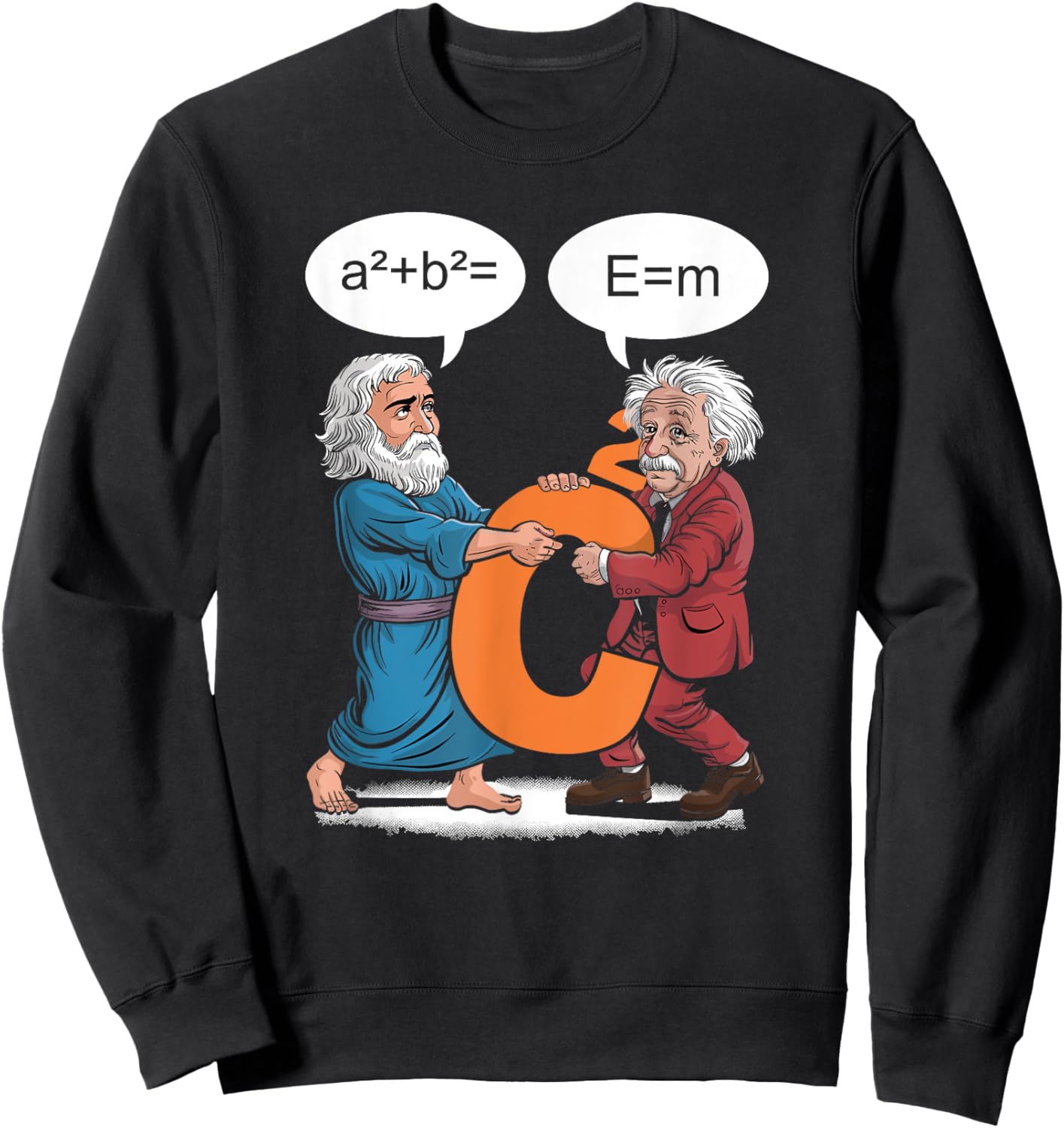 Funny Geek Outfit Nerd Costume Pythagoras vs Einstein Sweatshirt - Sweatshirt | Black