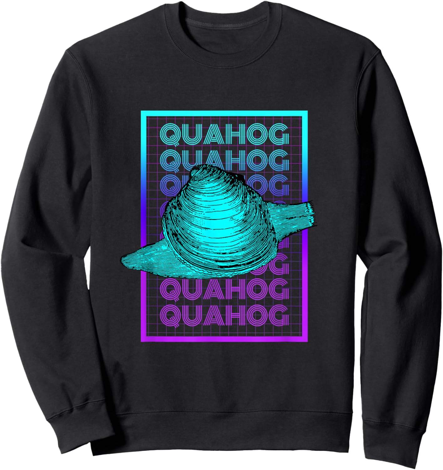 Quahog Shellfish Vintage Retro Quahog Sweatshirt - Sweatshirt | Black