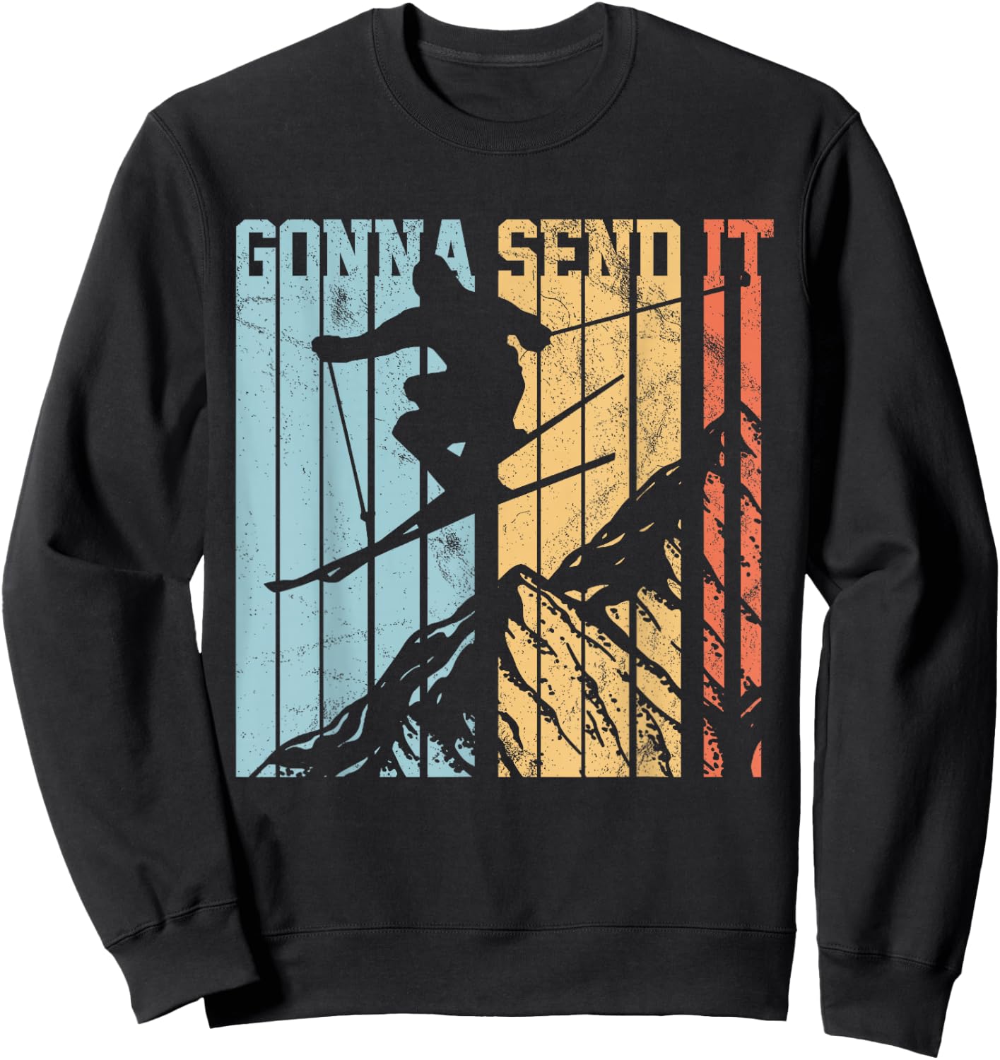 Ski Gonna Send It Vintage Freestyle Skiing Gift Sweatshirt - Sweatshirt | Black