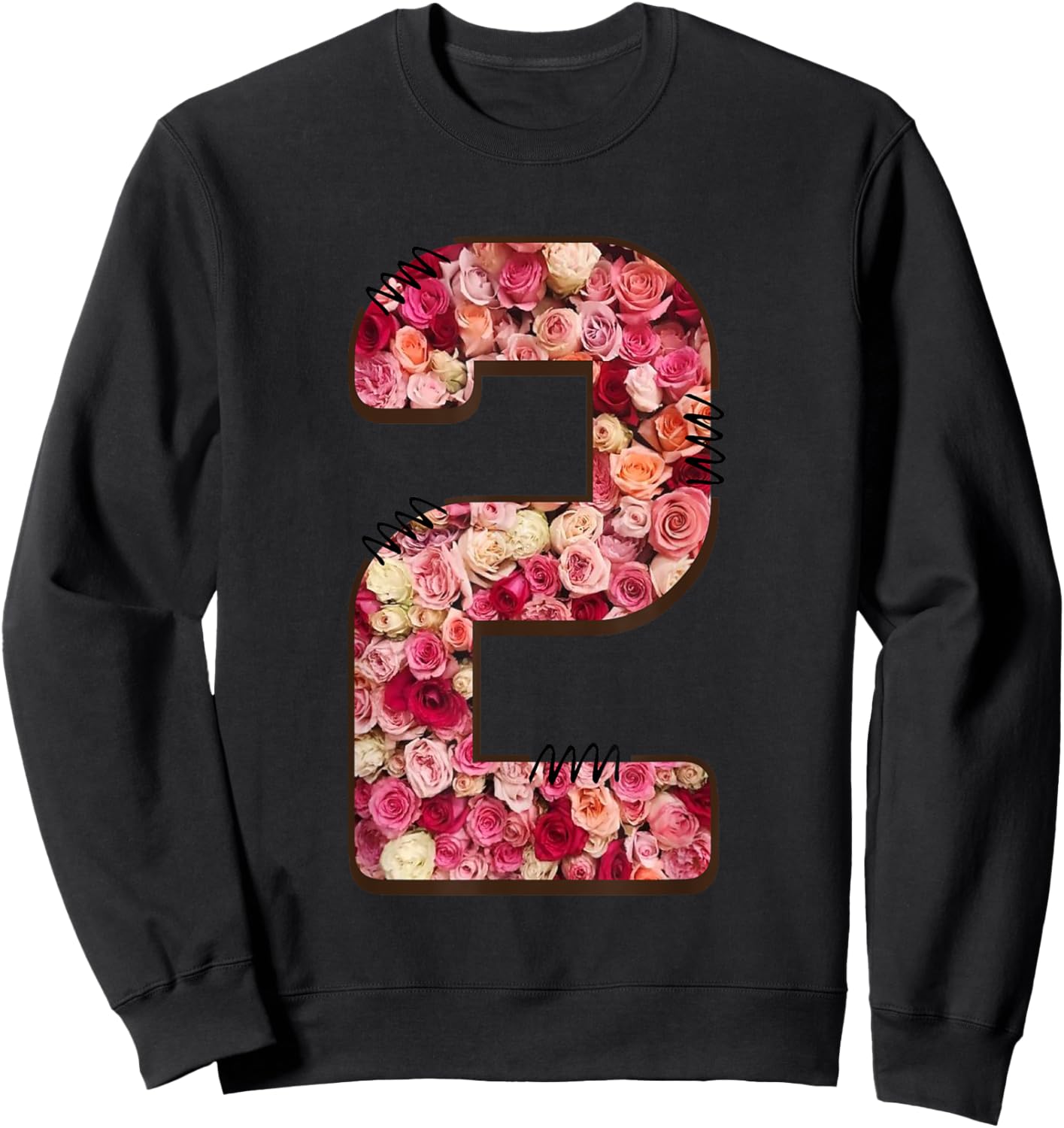 Floral Rose Number Two Sweatshirt - Sweatshirt | Black