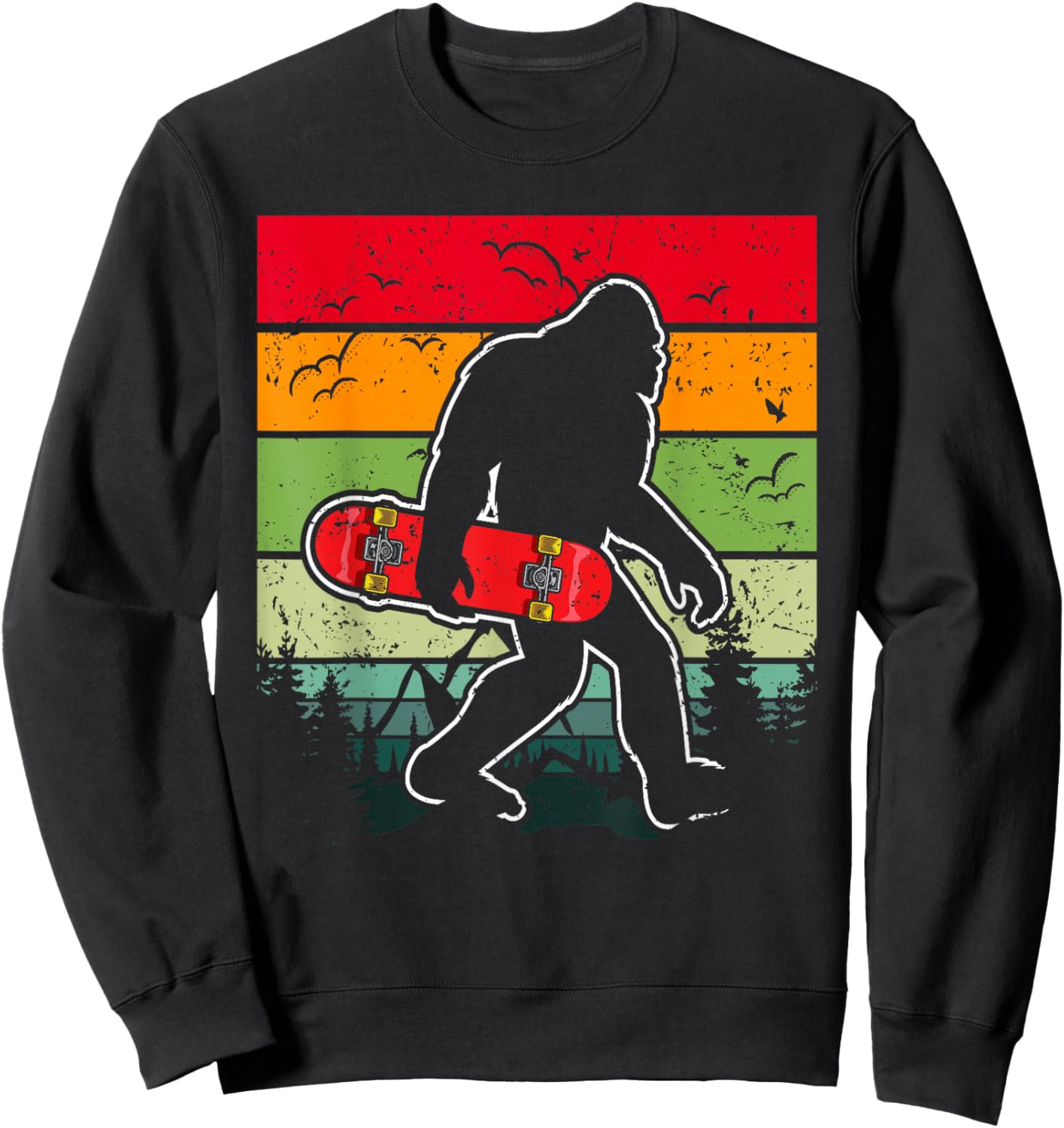 Longboard Bigfoot Skateboard & Sasquatch Fans Boys Sweatshirt - Sweatshirt | Black