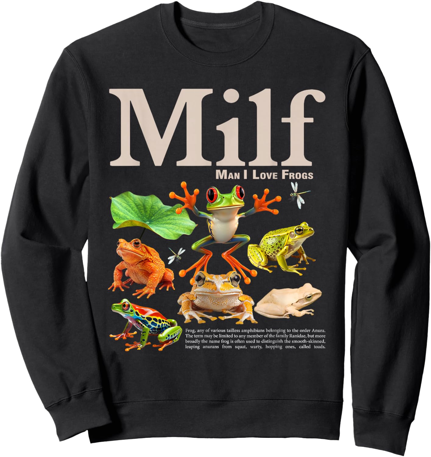 MILF Man I Love Frogs Funny Saying Men Women Sweatshirt - Sweatshirt | Black