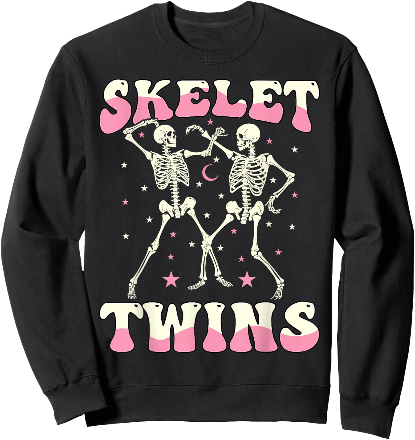 Skeletwins Dancing Skeletons Matching Halloween Twin Girls Sweatshirt - Sweatshirt | Black