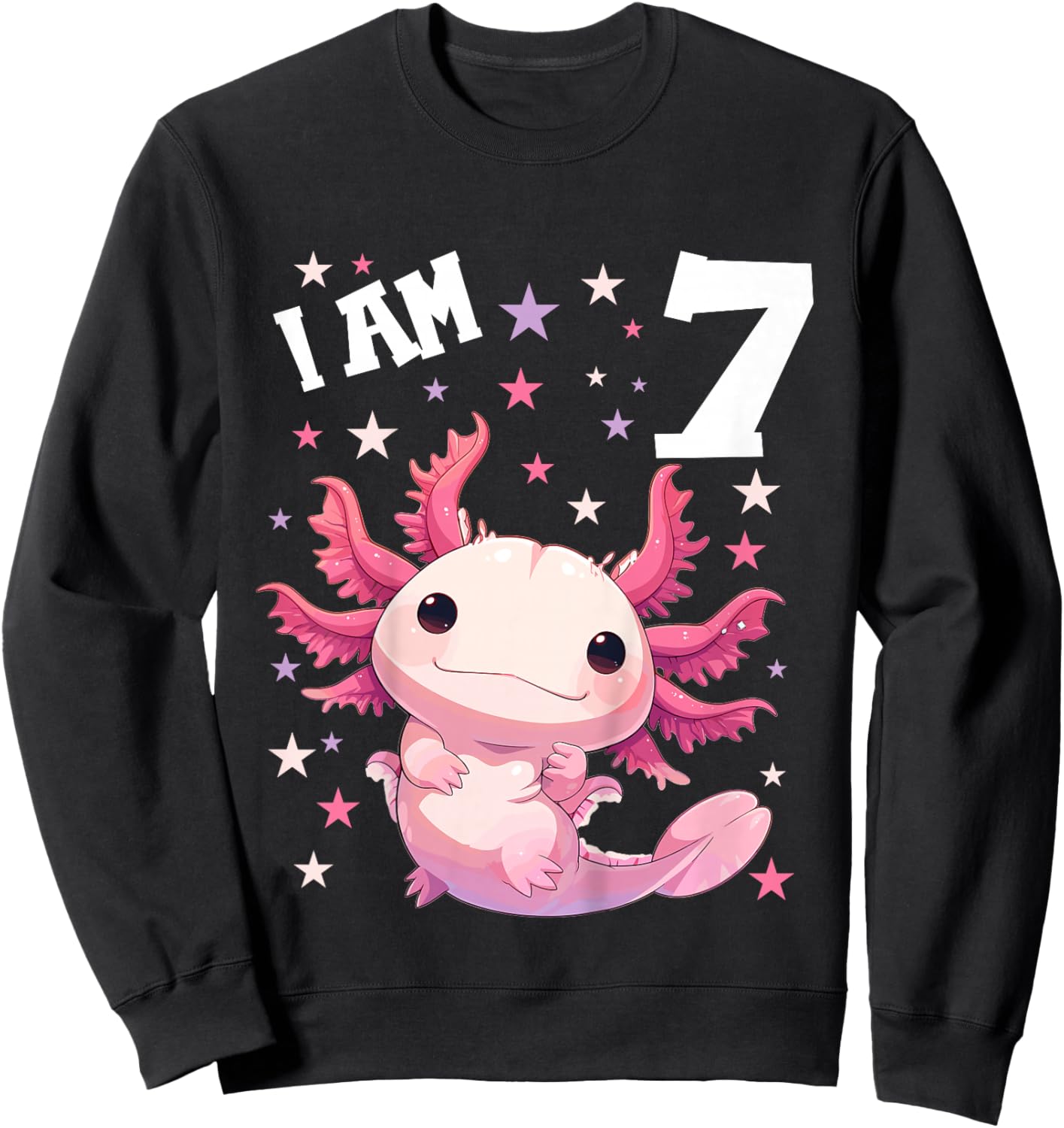 Kinder 7 Jahre alt Axolotl 7. Geburtstag Sweatshirt - Sweatshirt | Black