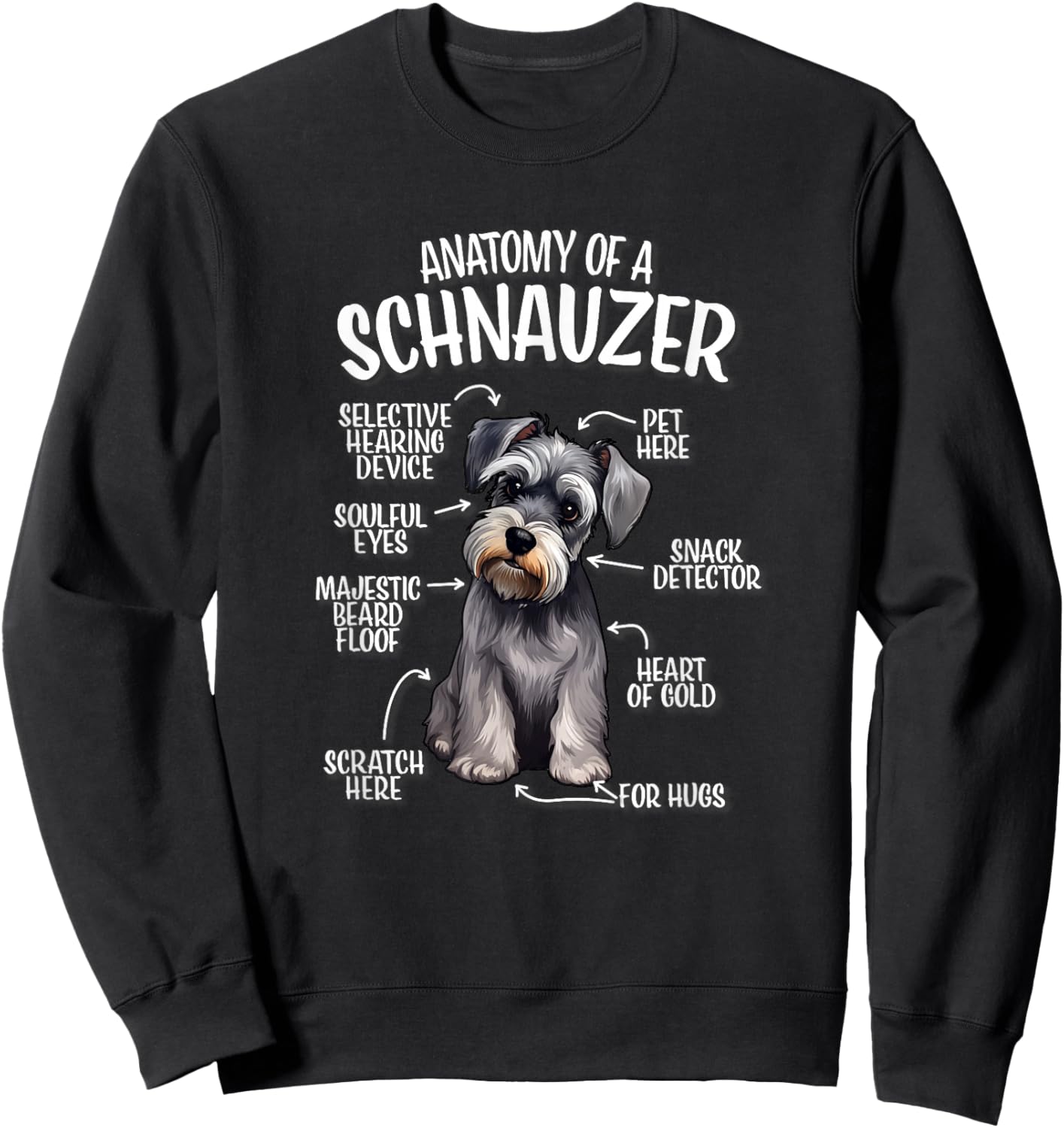 Kids Funny Anatomy of Miniature Schnauzer Lover Sweatshirt - Sweatshirt | Black