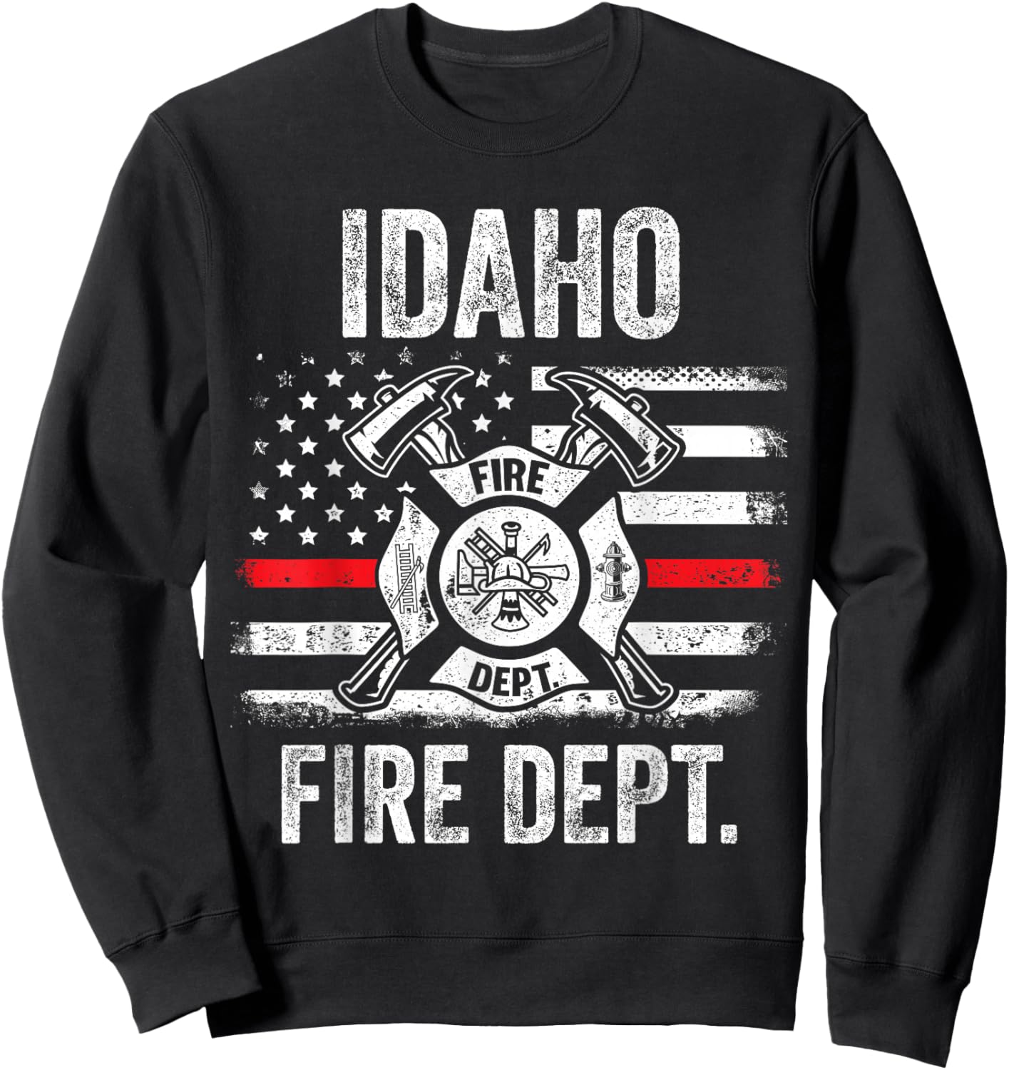 Idaho Fire Department Thin Red Line Fireman Sweatshirt - Sweatshirt | Black