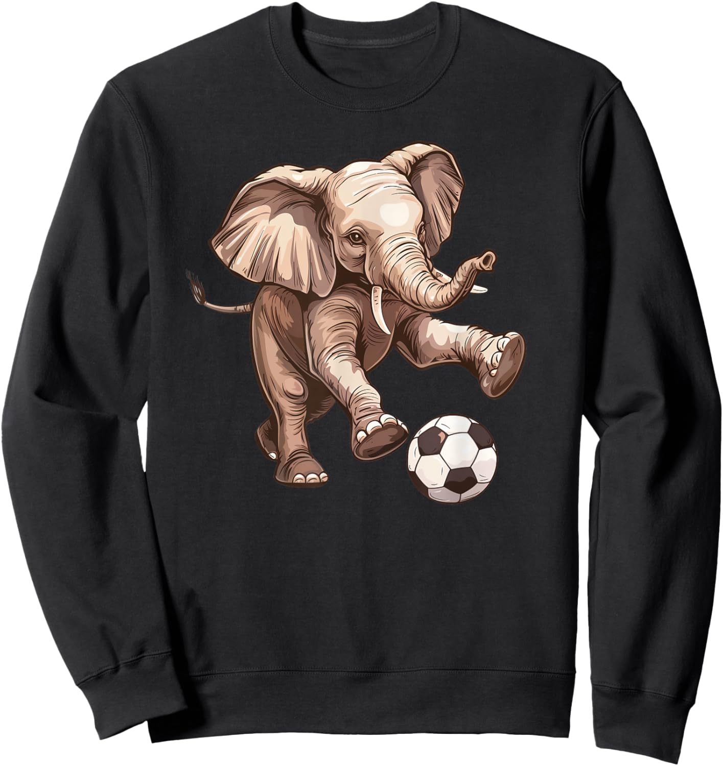 Elephant Playing Soccer - Cute Futbol Playing Elephant Sweatshirt - Sweatshirt | Black