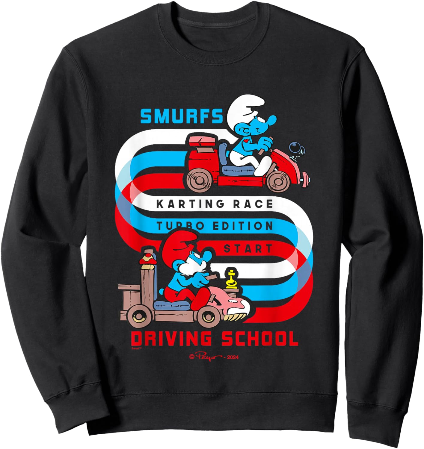 The Smurfs Karting Race Turbo Edition Start Driving School Sweatshirt - Sweatshirt | Black