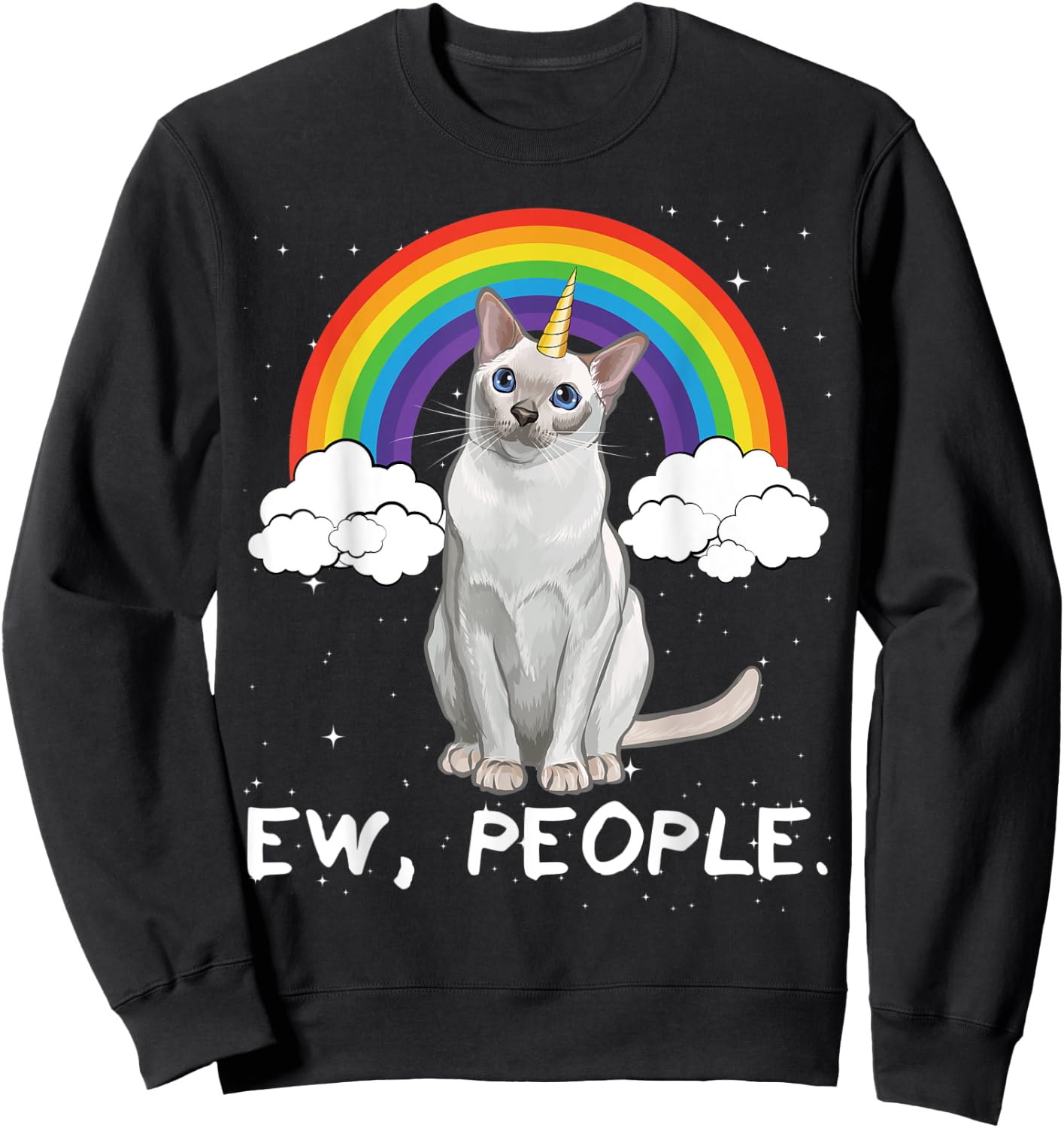Rainbow Tonkinese Ew People Unicorn Cat Women Kids Sweatshirt - Sweatshirt | Black