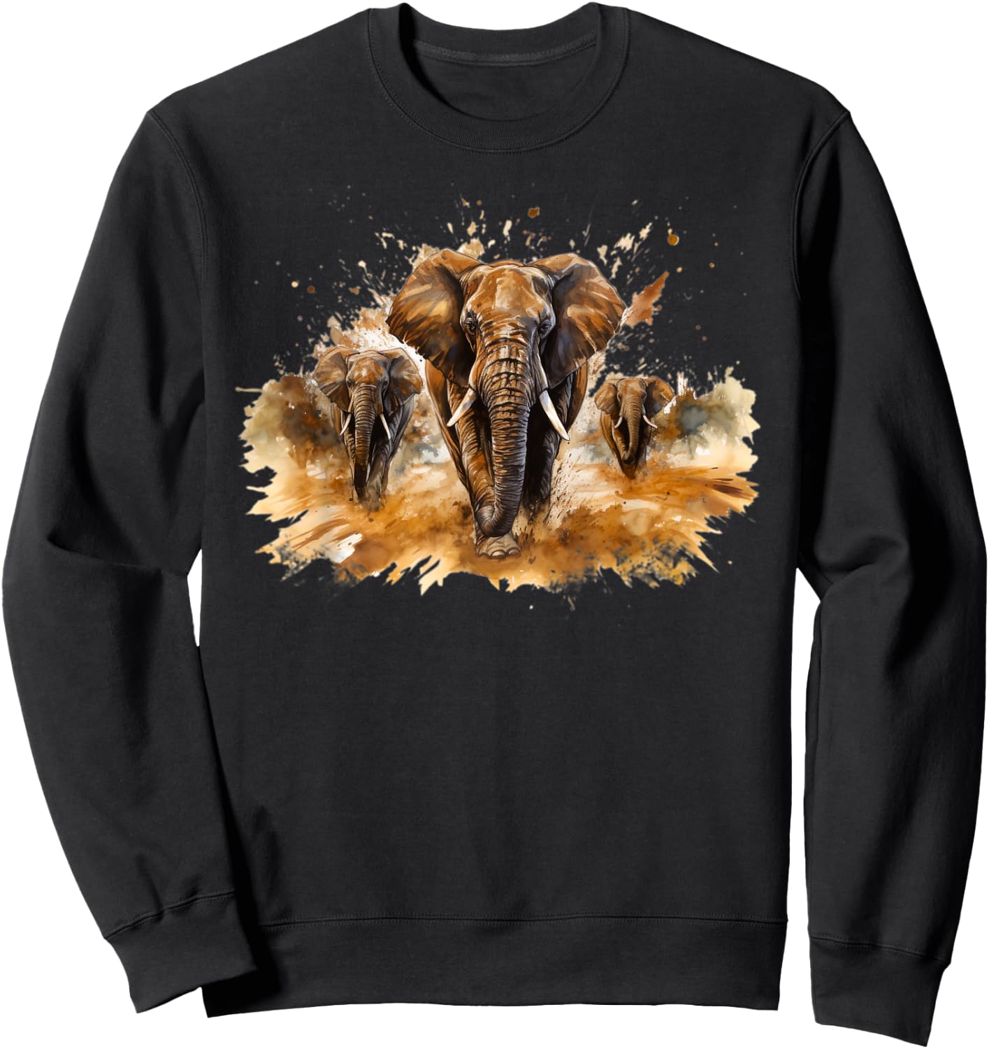 Fierce Majestic Powerful Charging Wildlife Elephant Sweatshirt - Sweatshirt | Black