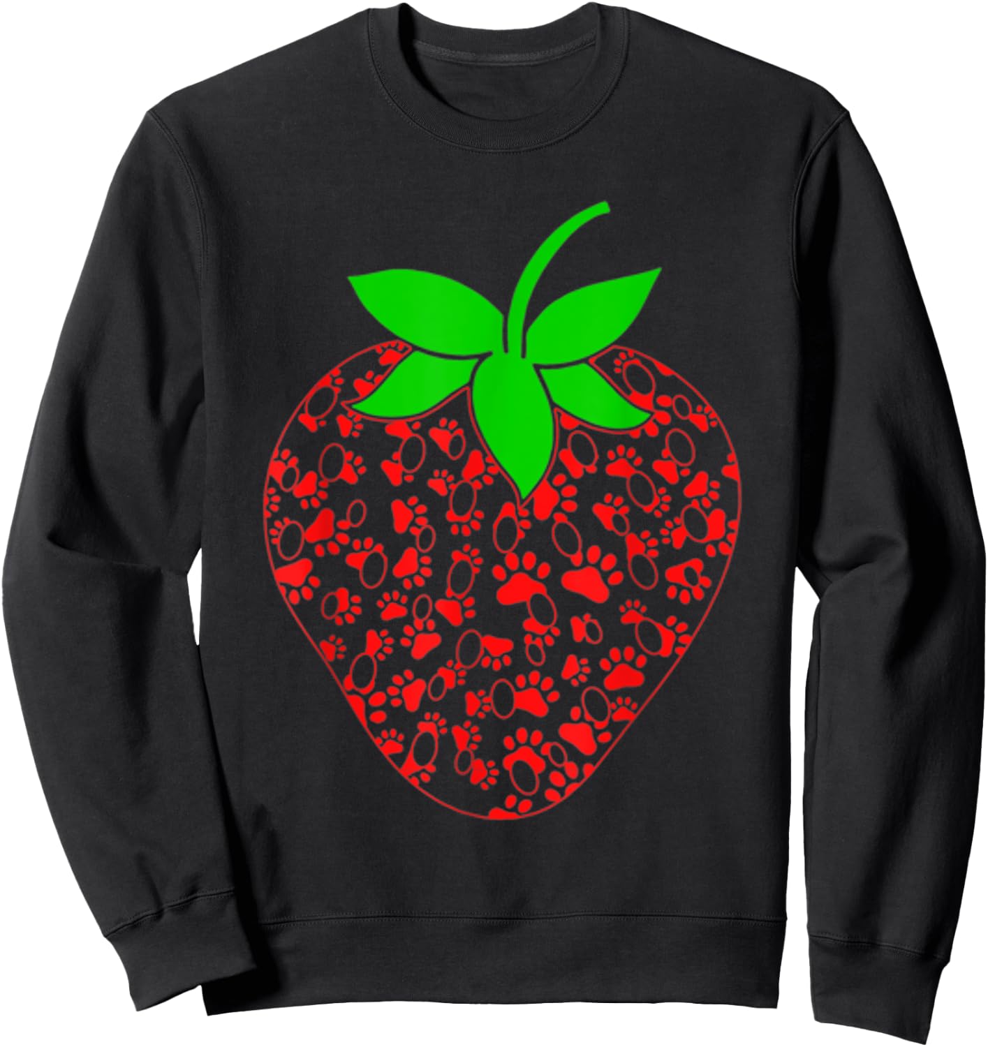 Strawberry Puppy Paw Print Shirt Gift Dog Animal Lovers Women Kids Sweatshirt - Sweatshirt | Black