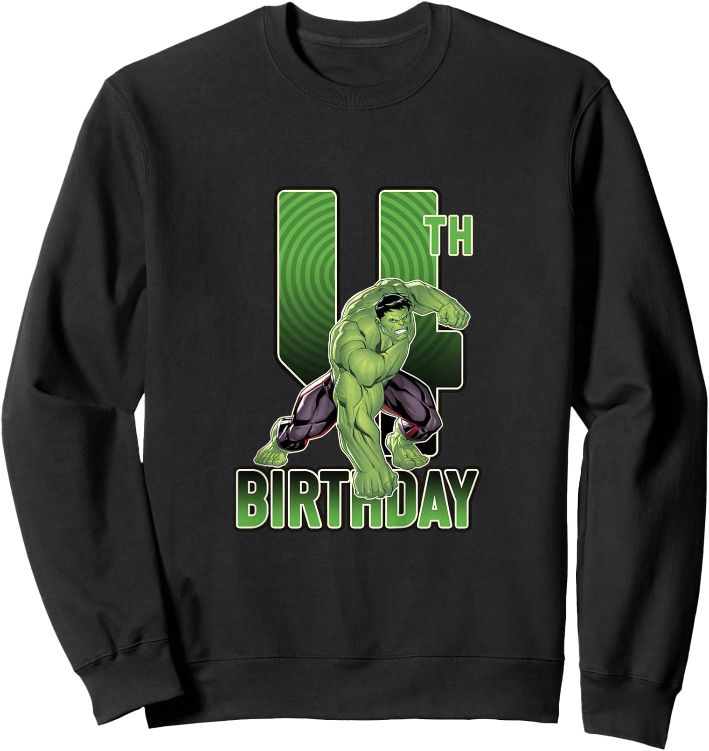Kids Marvel Avengers Classic Incredible Hulk Smash 4th Birthday Sweatshirt - Sweatshirt | Black
