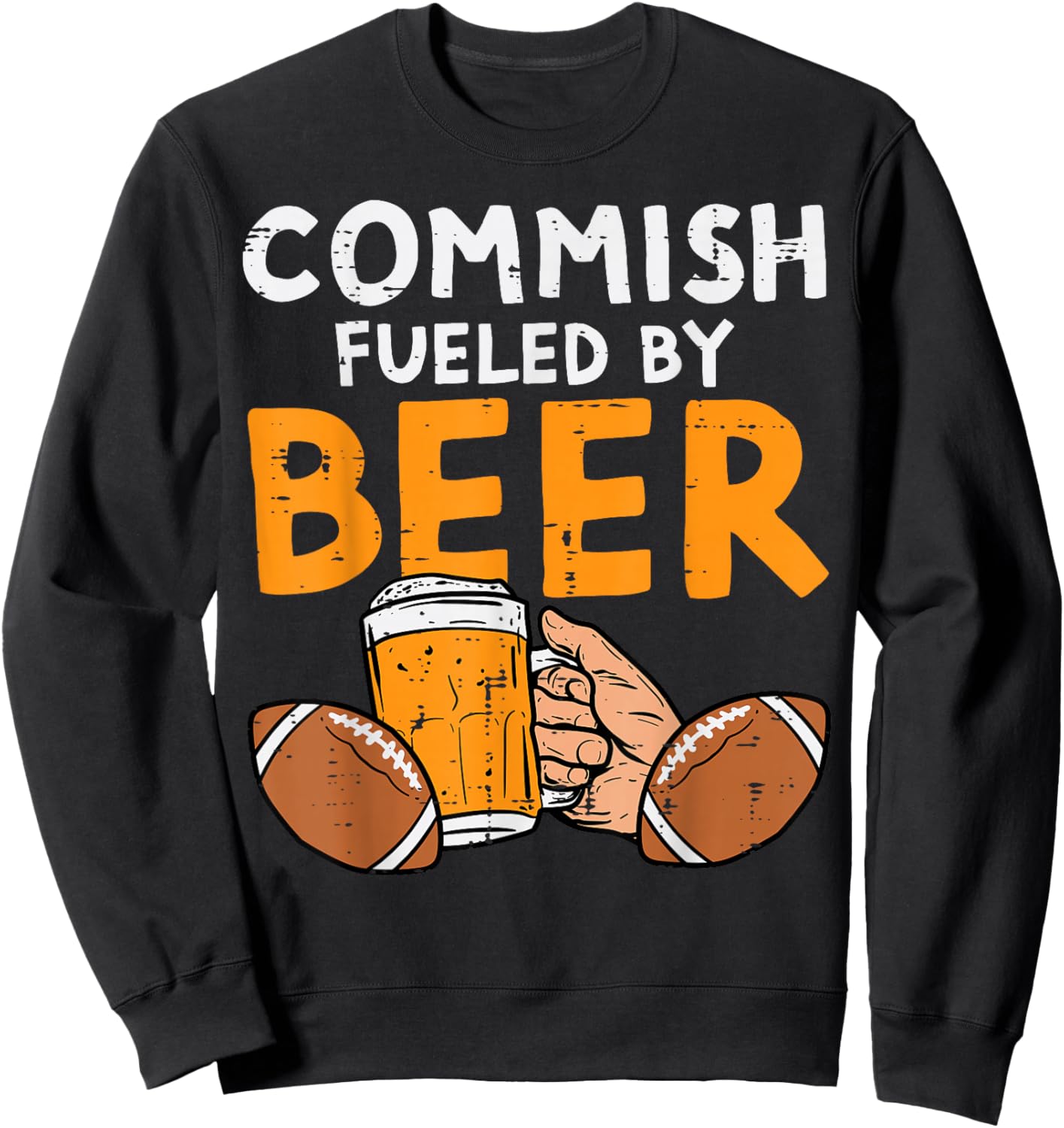 Commish Fueled By Fantasy Football Fun Commissioner Dad Men Sweatshirt - Sweatshirt | Black