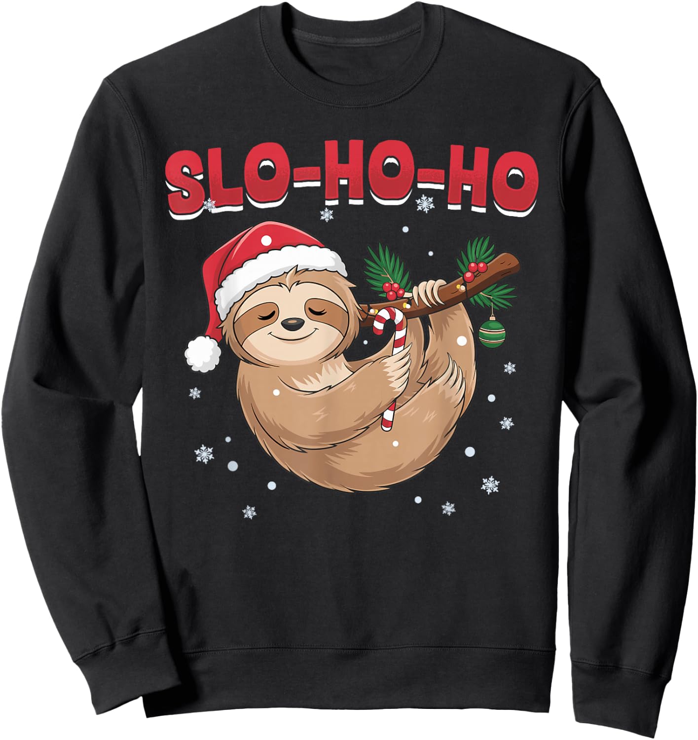 Sloth Christmas Animal Slo-Ho-Ho Sweatshirt - Sweatshirt | Black