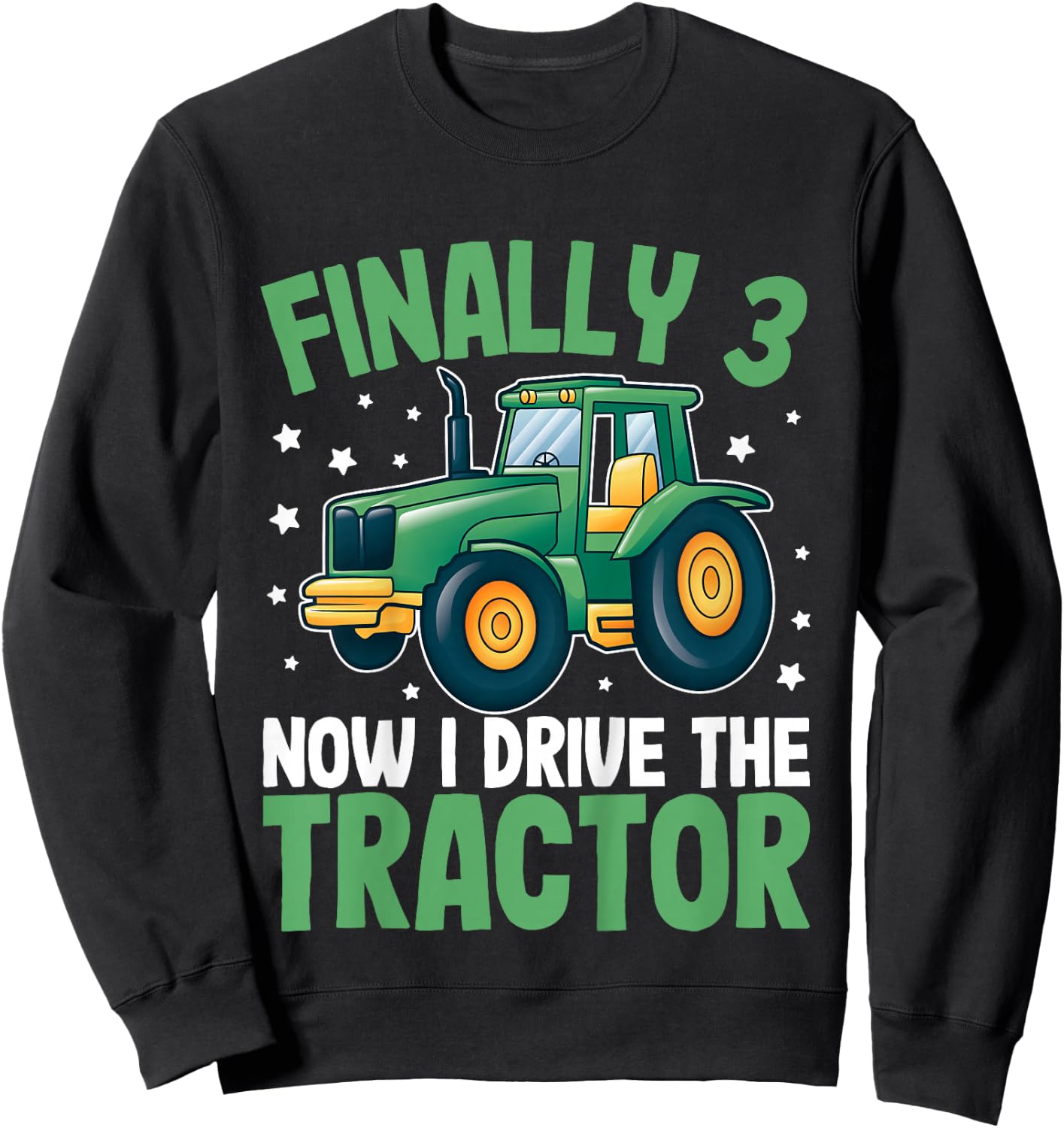 Kids Finally 3 Years | 3rd Birthday | Farmer Toddler Boys Tractor Sweatshirt - Sweatshirt | Black