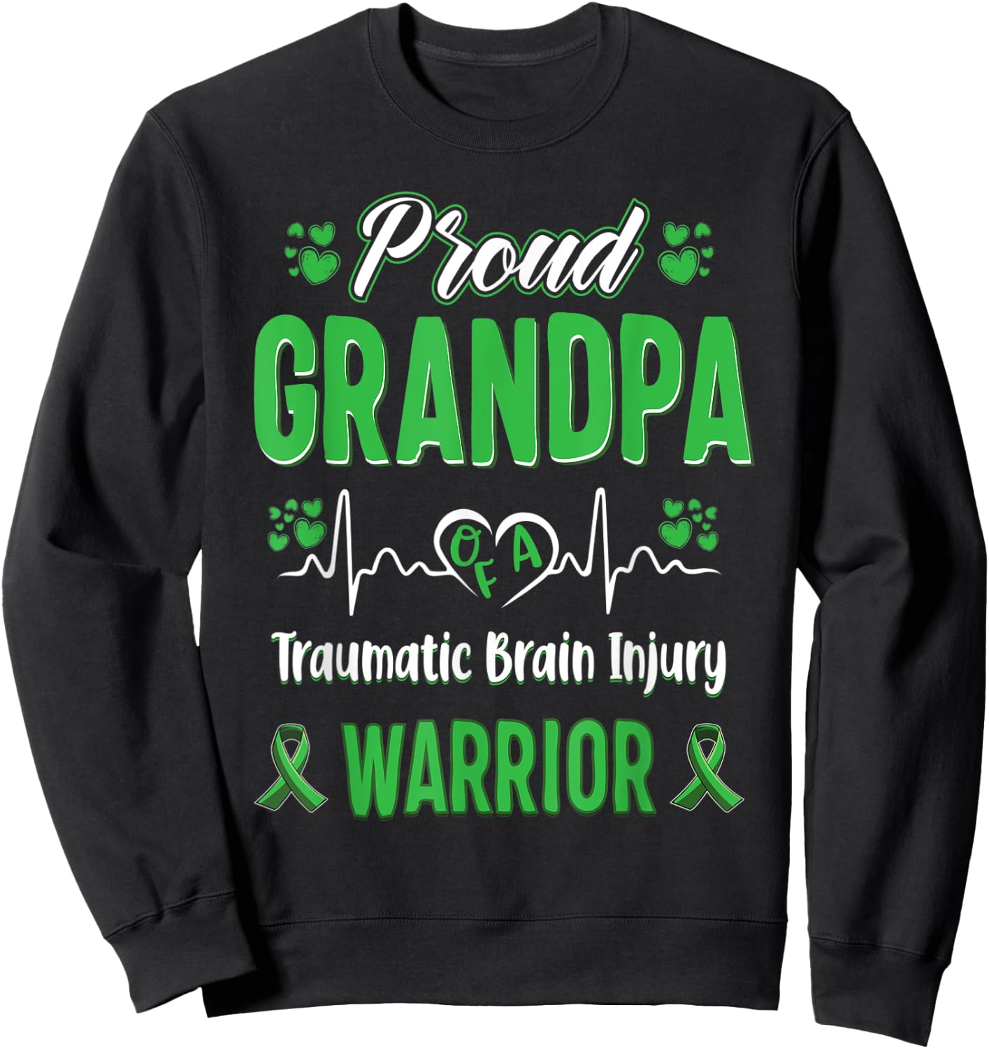 proud Grandpa Traumatic Brain Injury warrior awareness Sweatshirt - Sweatshirt | Black