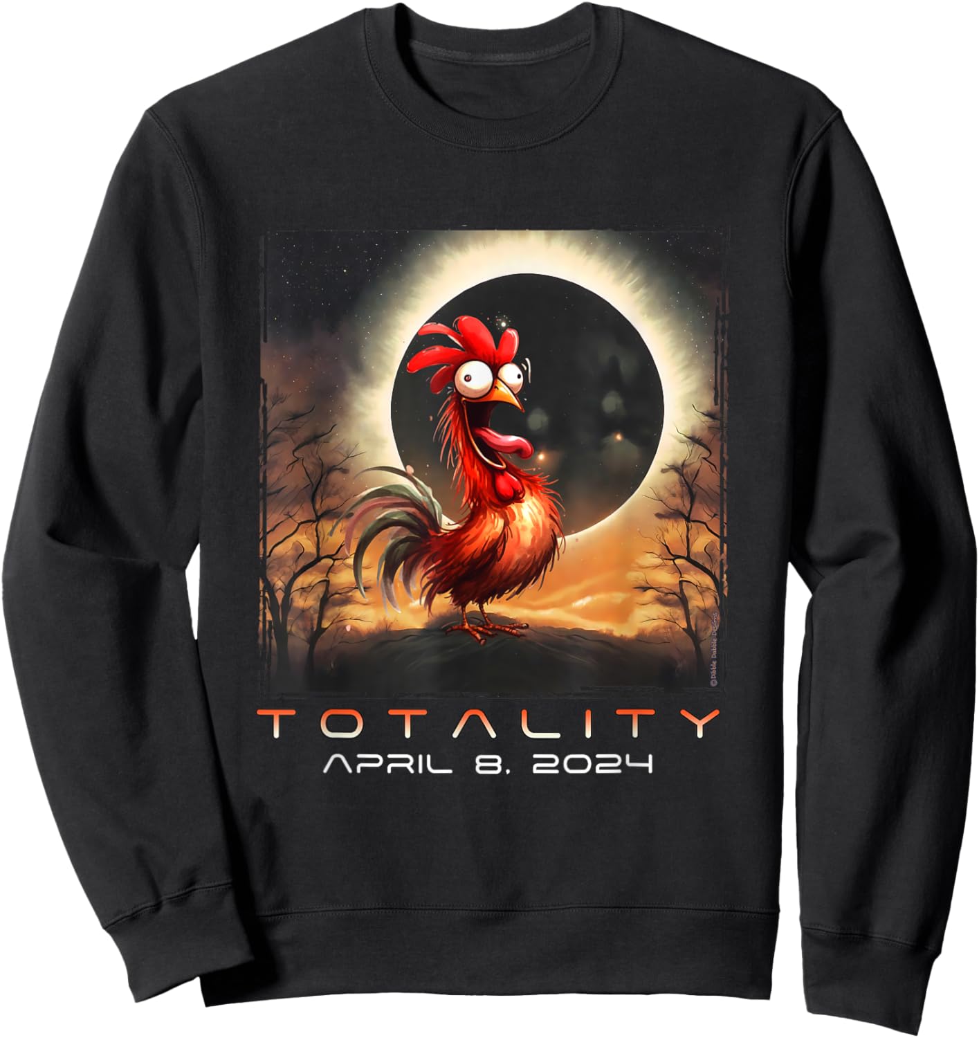 Funny Chicken Total Solar Eclipse Sweatshirt - Sweatshirt | Black