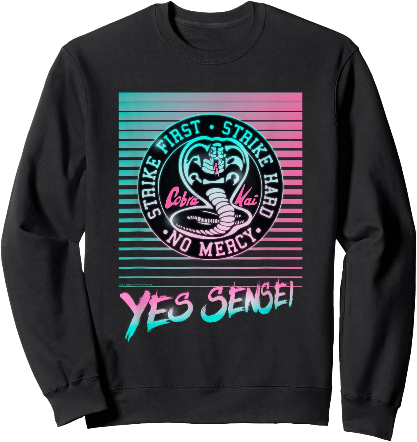 Cobra Kai Yes Sensei Retro Neon Sweatshirt - Sweatshirt | Black