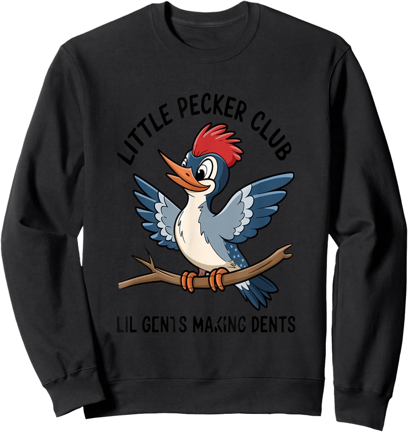Cute Cartoon Woodpecker Club Nature Lovers Sweatshirt - Sweatshirt | Black