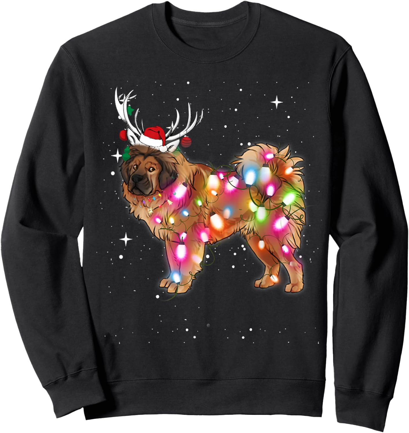 Christmas Lights Tibetan Mastiff Dog Sweatshirt - Sweatshirt | Black
