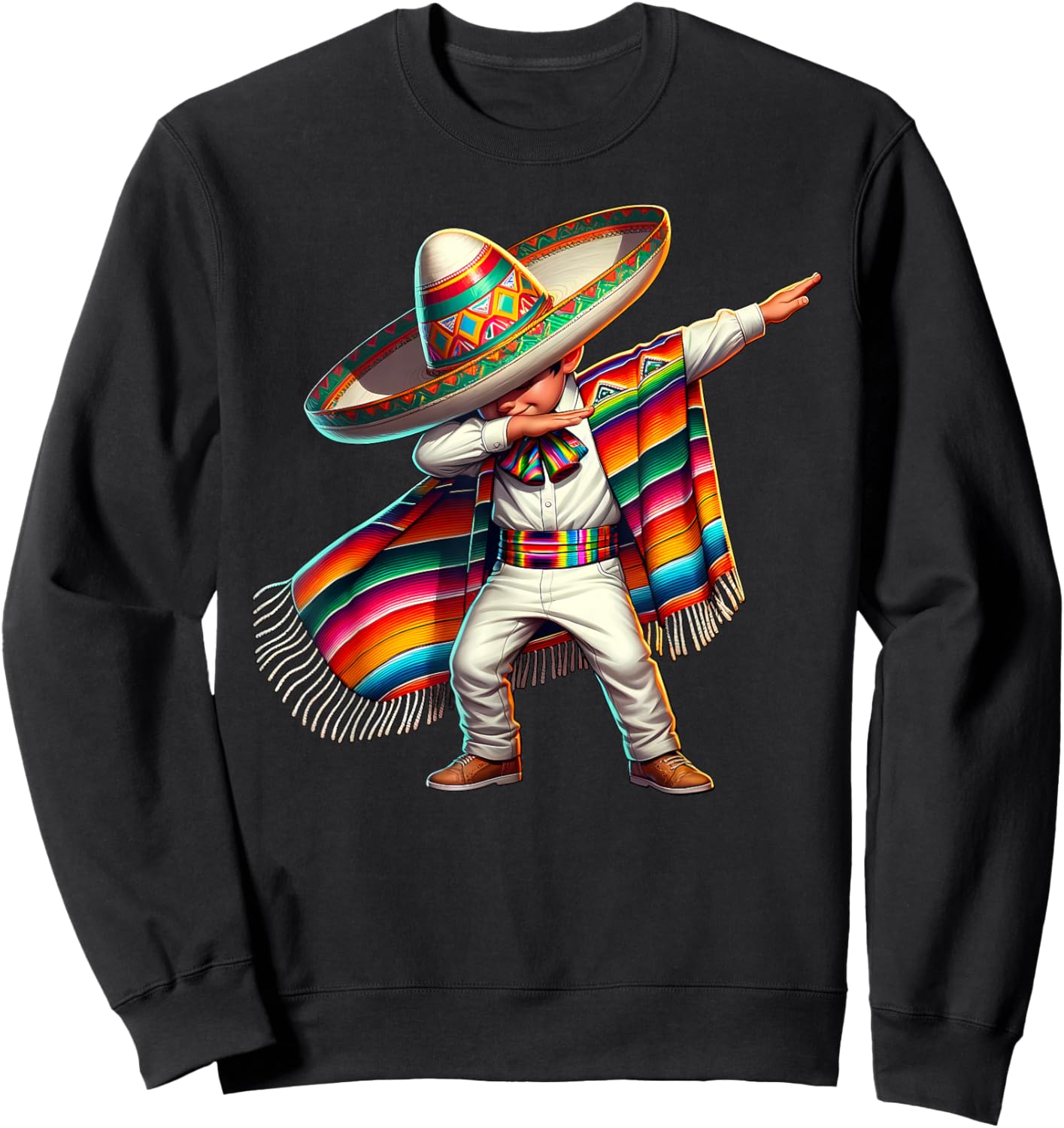 Funny Dabbing Mexican Poncho Sombrero Cinco de Mayo Boy Sweatshirt - Sweatshirt | Black