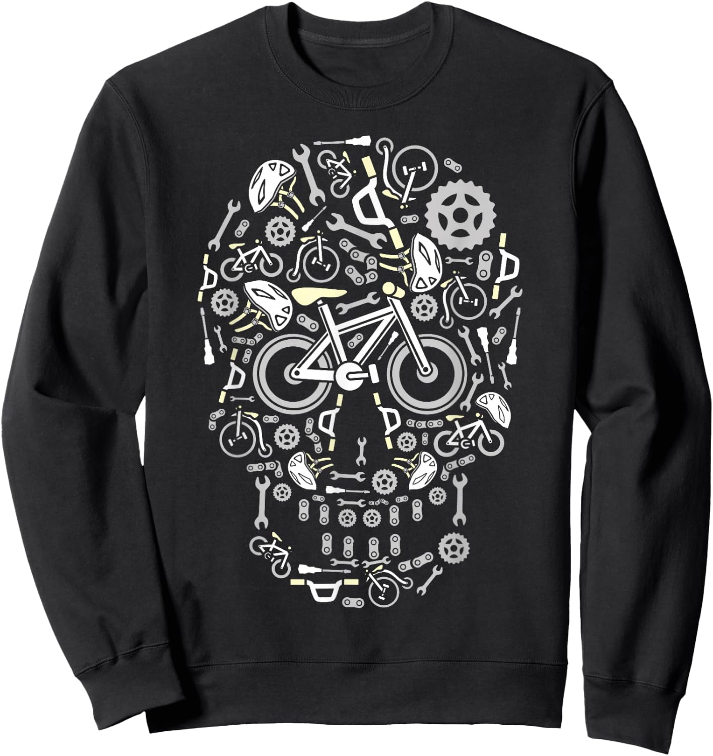 Funny Bicycling & Cycling Sugar Skull - Bicycle Sweatshirt - Sweatshirt | Black