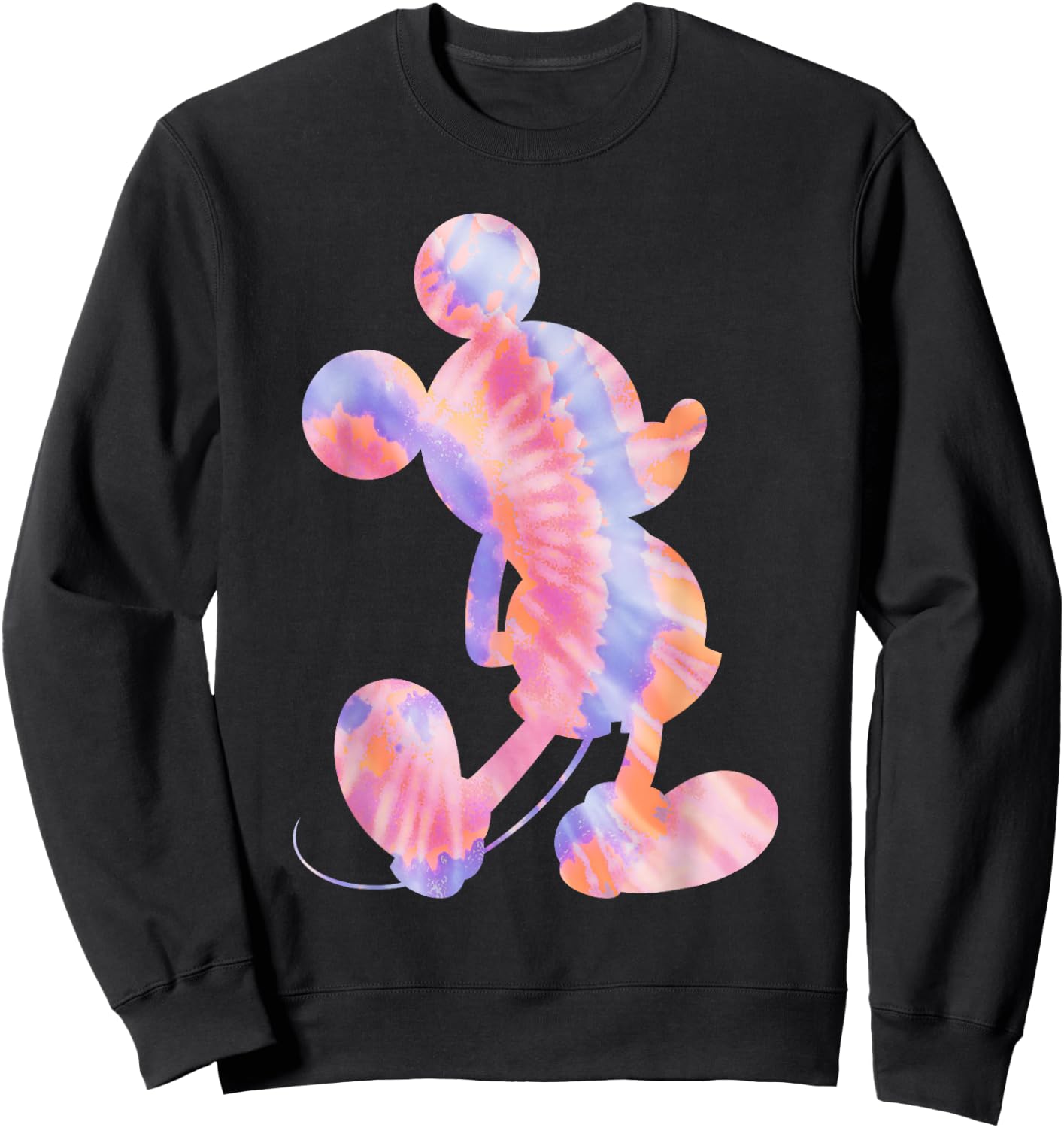 Disney Mickey Mouse Silhouette 90s Tie Dye Sweatshirt - Sweatshirt | Black