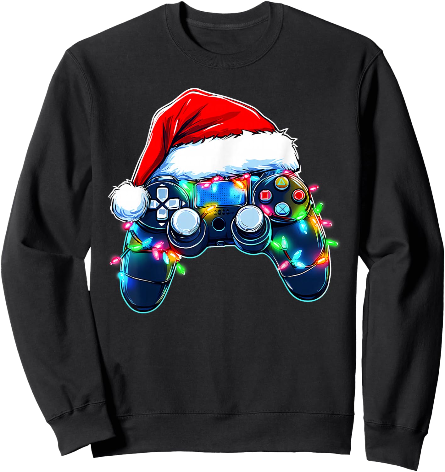 Video Game Controller Christmas Santa Hat Gamer Boys Sweatshirt - Sweatshirt | Black