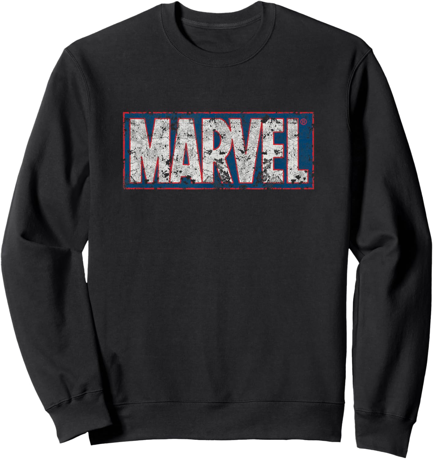 Marvel Comics Classic Blue & Red Distressed Vintage Logo Sweatshirt - Sweatshirt | Black