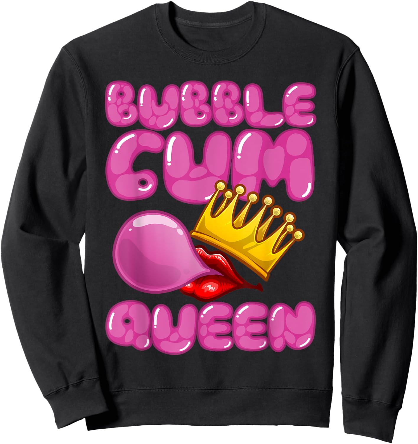 Cute Bubble Gum Art Girls Kids Bubble Gum Queen Sweatshirt - Sweatshirt | Black